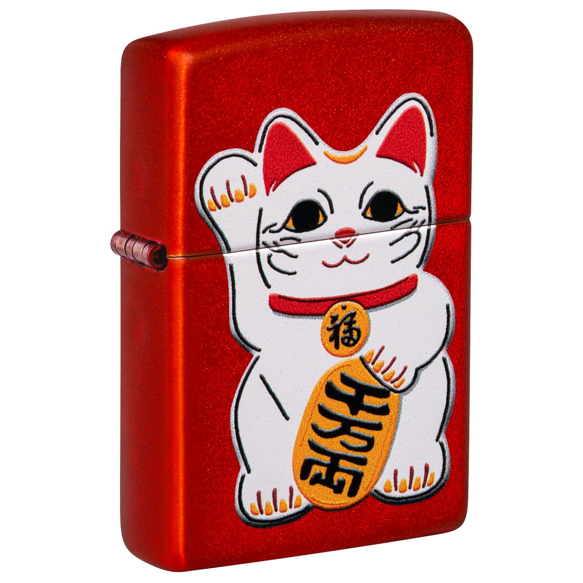 Zippo Lighter: Lucky Cat - Metallic Red 46054