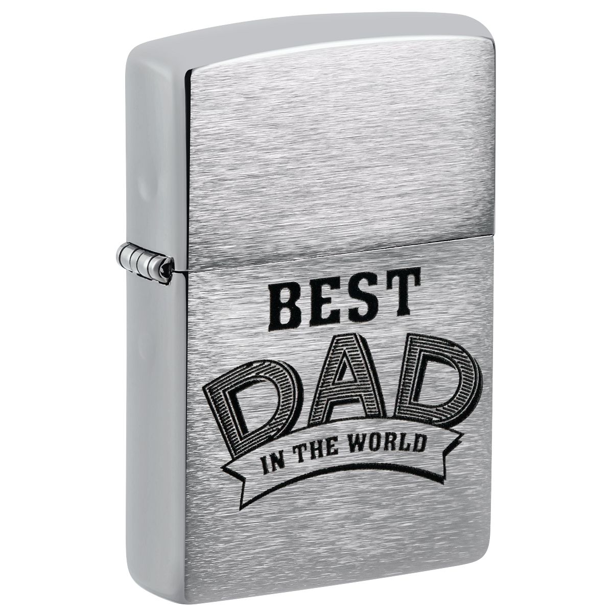 Zippo Lighter: Best Dad in the World - Brushed Chrome 46081