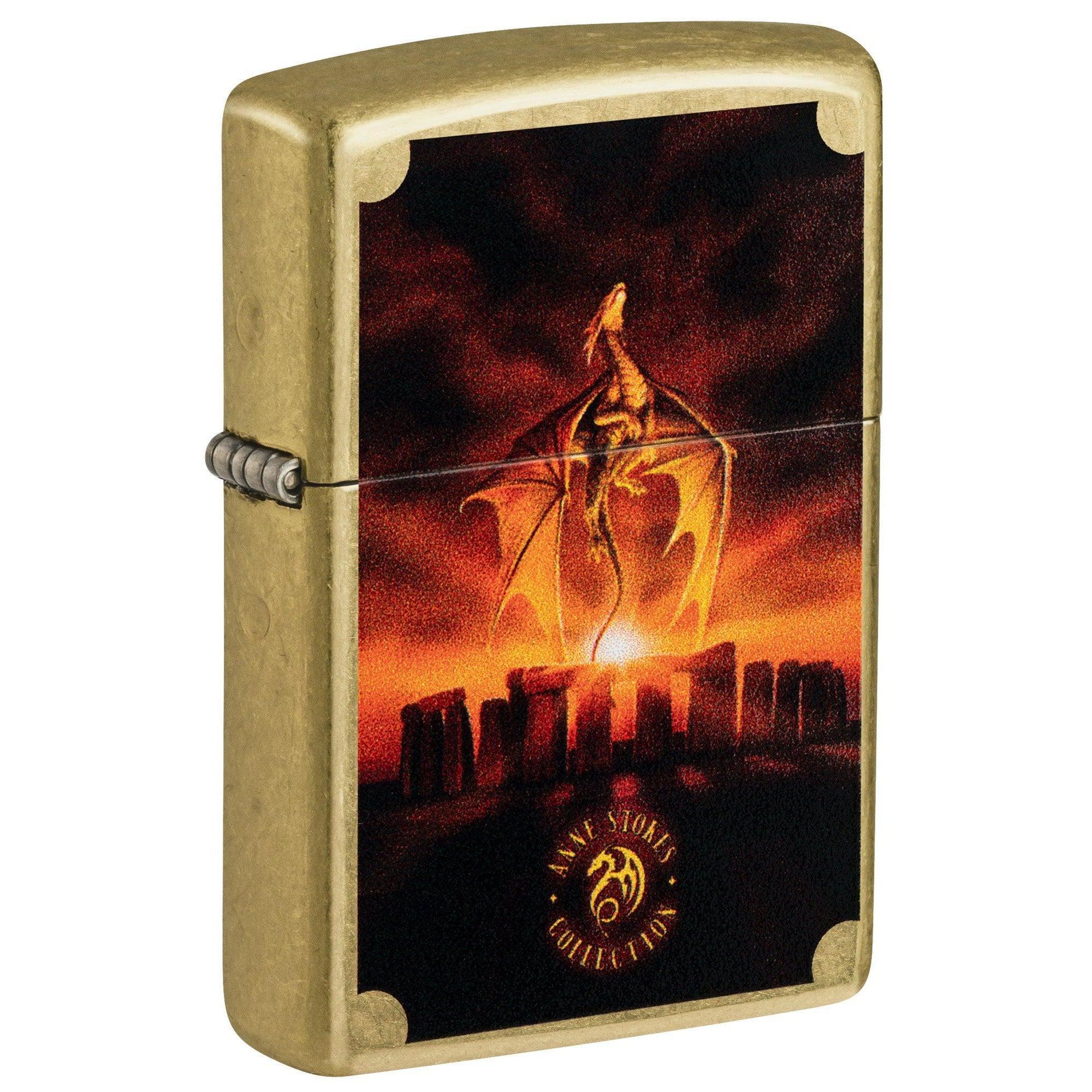 Zippo Lighter: Anne Stokes Dragon at Stonehenge - Street Brass 81496
