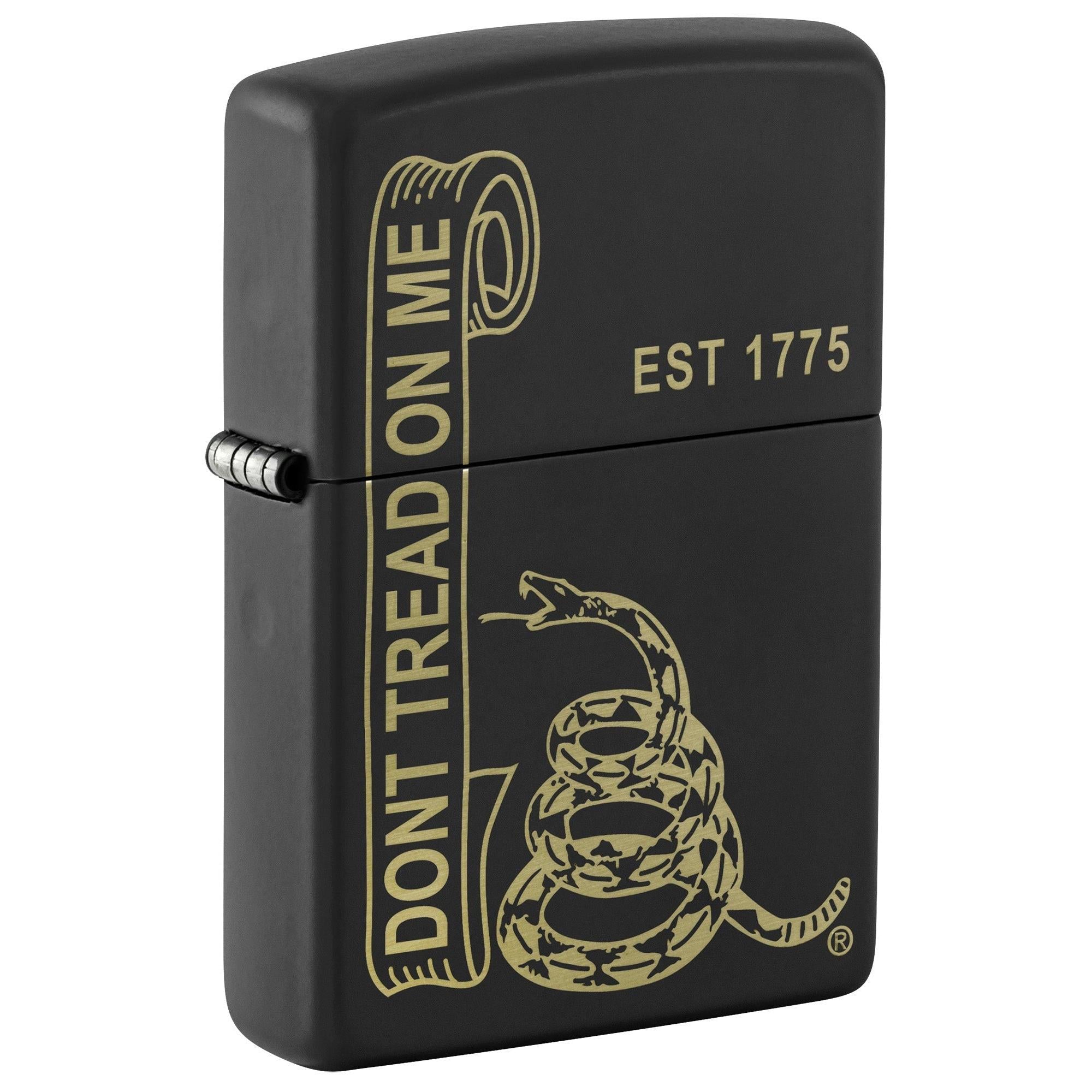 Zippo Lighter: Don't Tread on Me, Engraved - Black Matte 81509