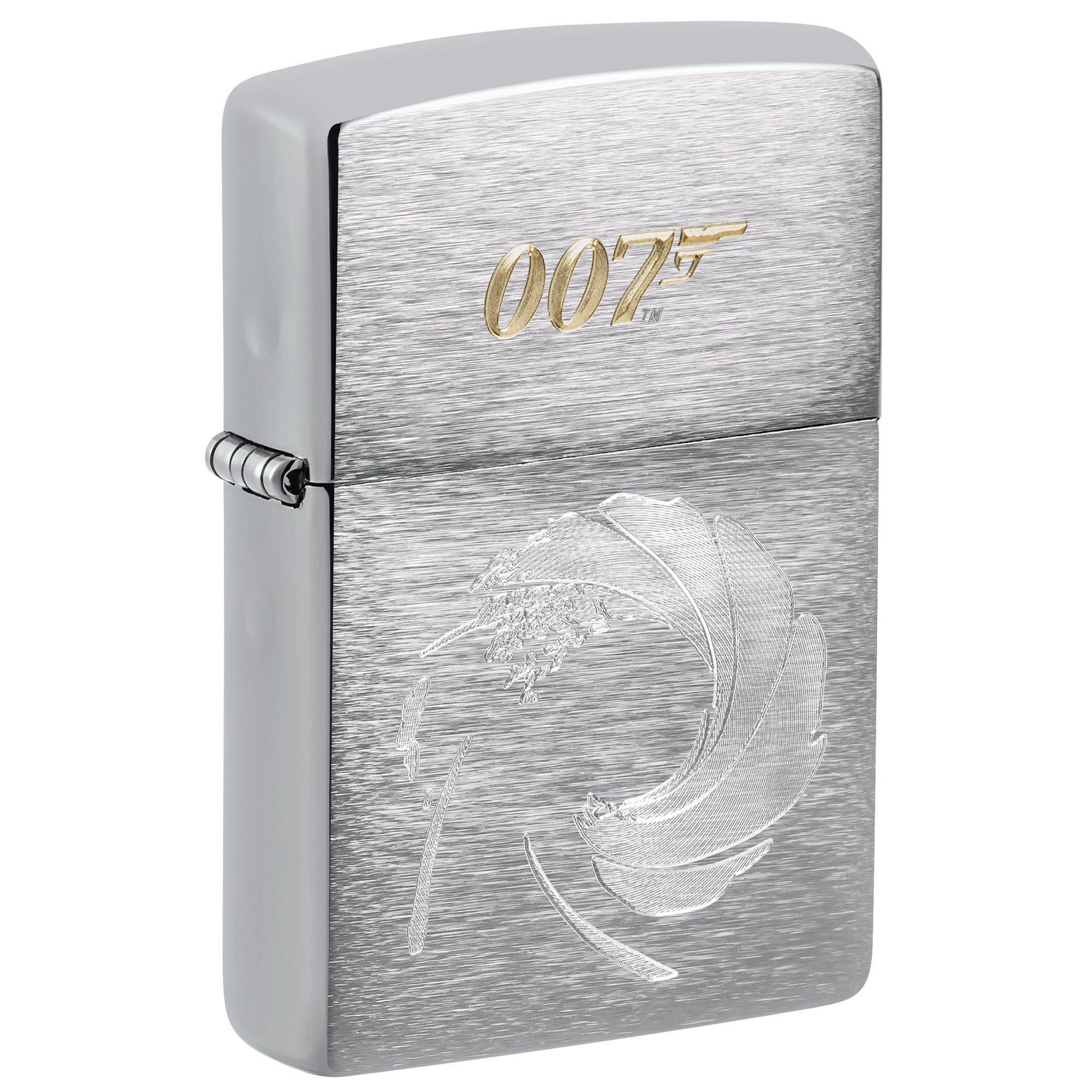 Zippo Lighter: James Bond 007 Logo, Engraved - Brushed Chrome 81517