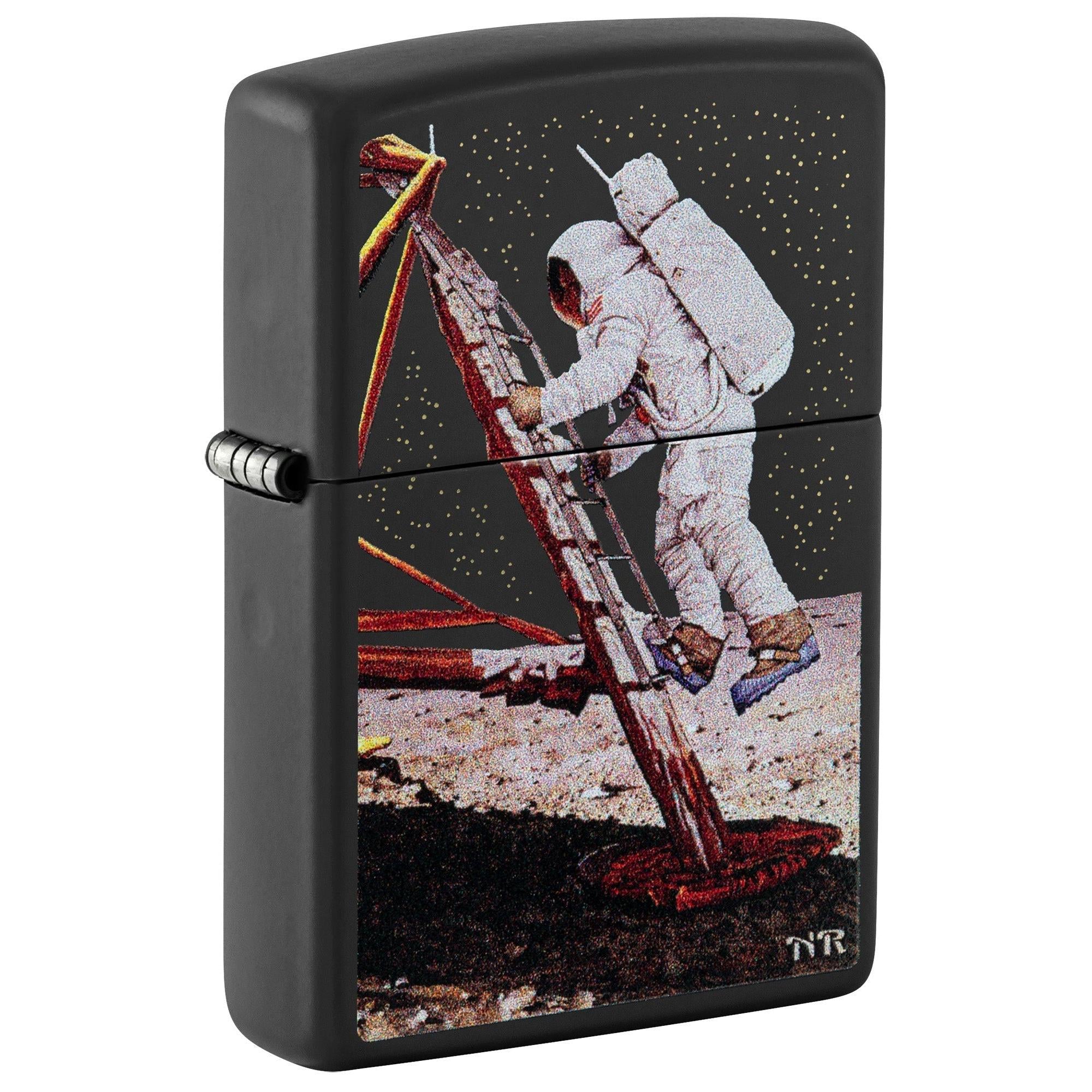 Zippo Lighter: Moon Landing by Norman Rockwell - Black Matte 81527