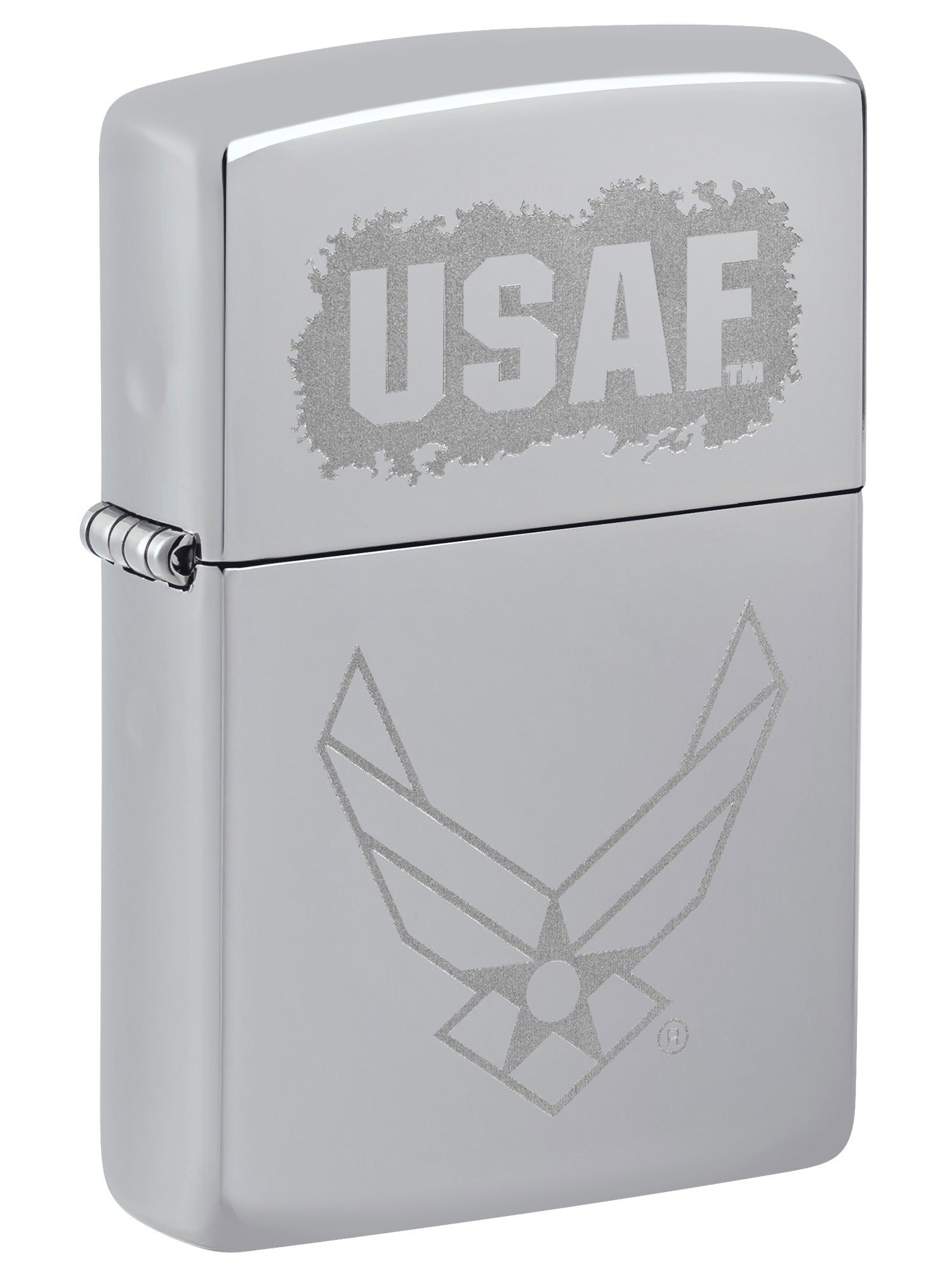 Zippo Lighter: USAF Air Force Engraved Logo - High Polish Chrome 81536