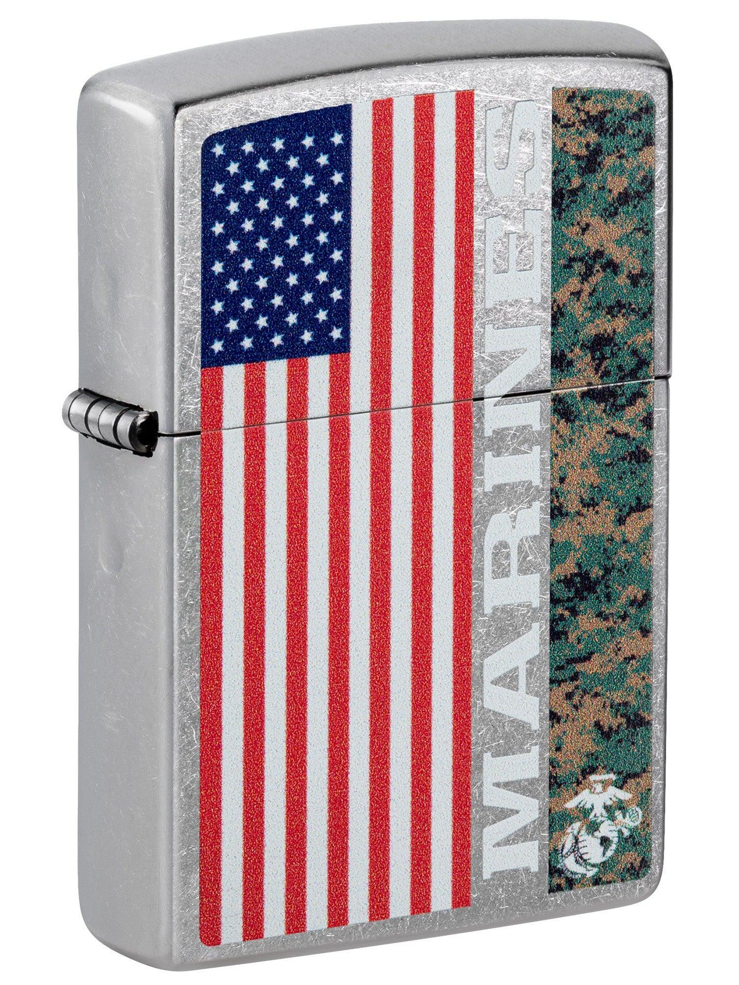 Zippo Lighter: USMC Marines with Flag - Street Chrome 81540