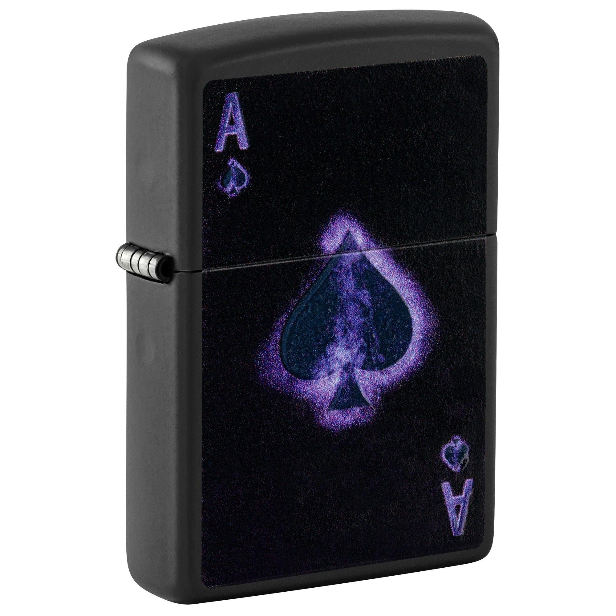 Zippo Lighter: Ace of Spades, Blacklight - Black Matte 81576