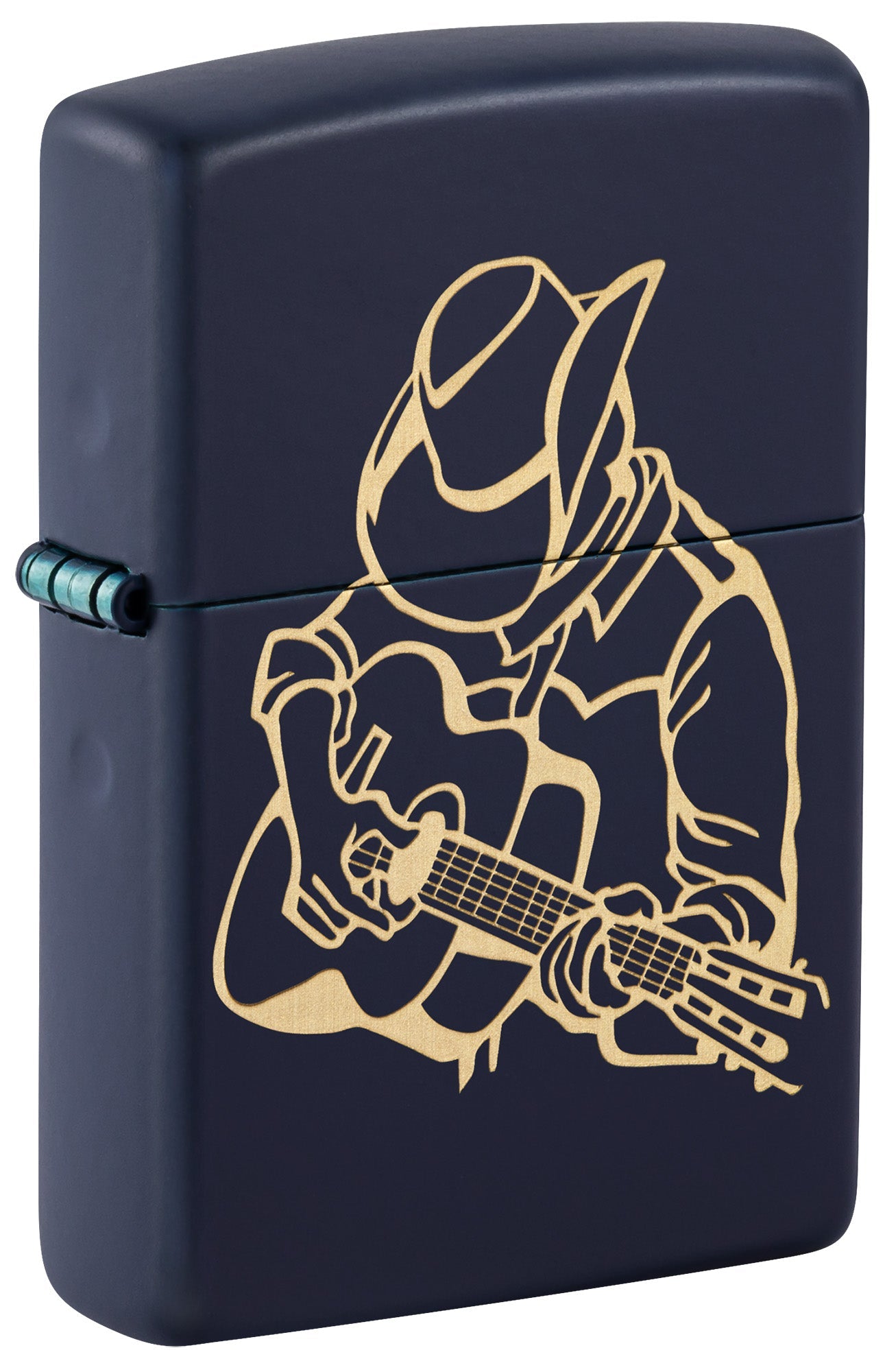 Zippo Lighter: Cowboy with Guitar, Engraved - Navy Matte 81586