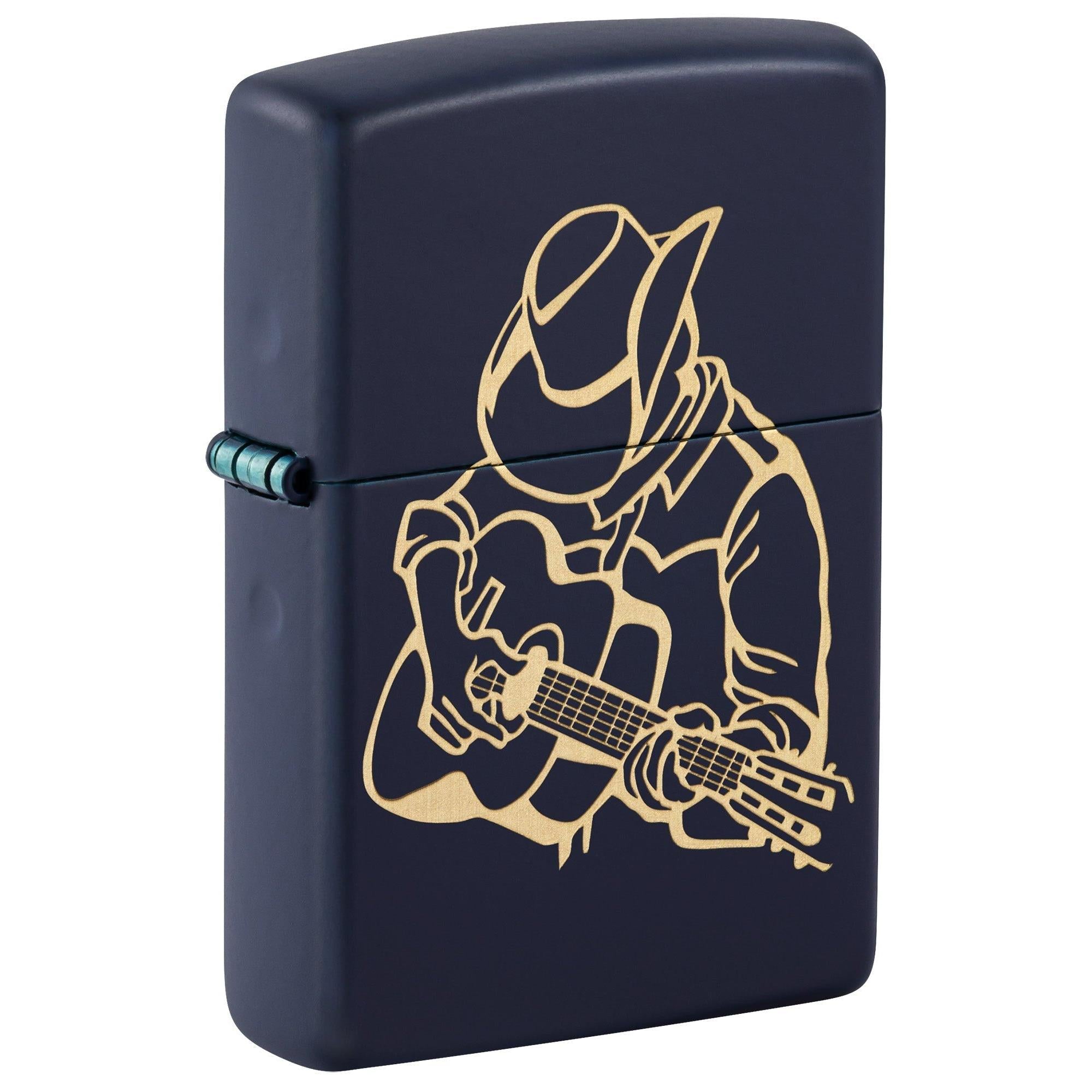 Zippo Lighter: Cowboy with Guitar, Engraved - Navy Matte 81586