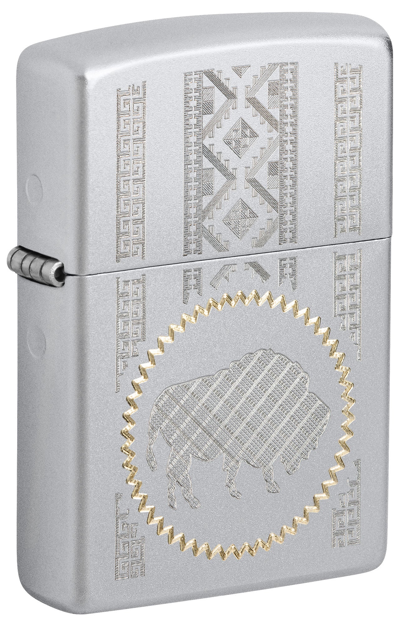 Zippo Lighter: Engraved Buffalo Design - Satin Chrome 81588