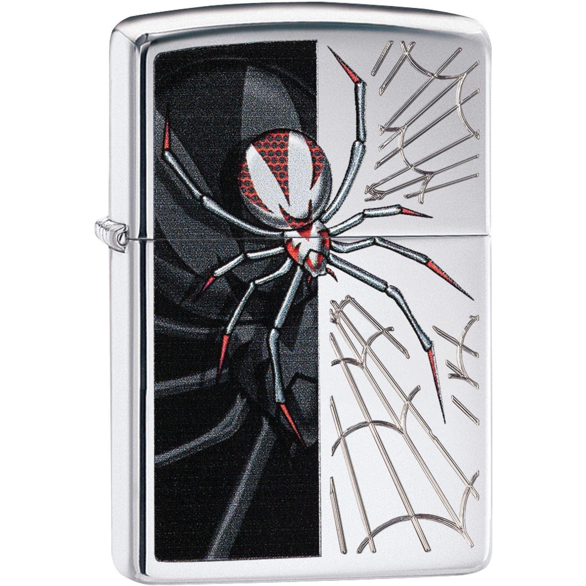 Zippo Lighter: Spider and Web - High Polish Chrome 81596