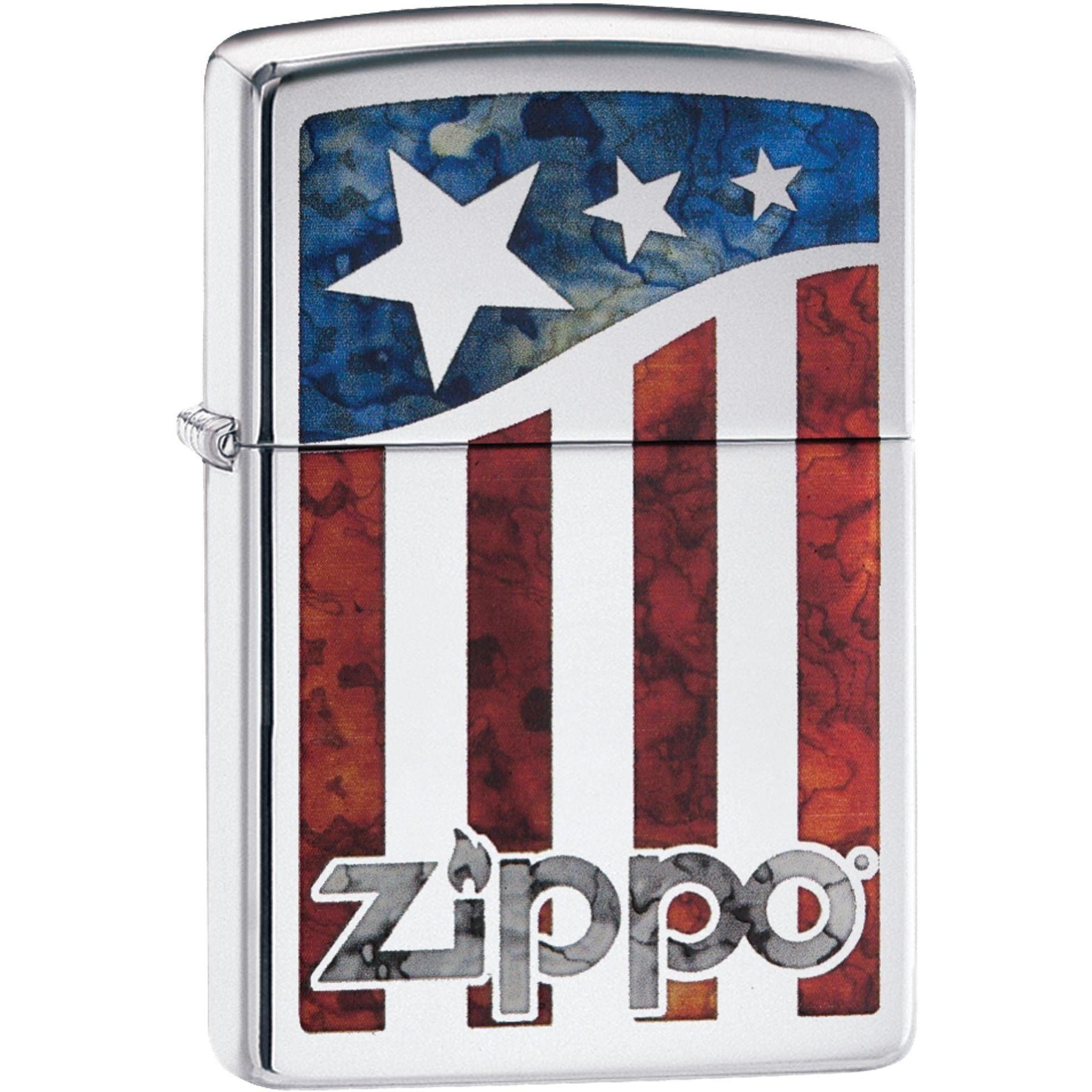 Zippo Lighter: Fusion American Flag - High Polish Chrome 81602