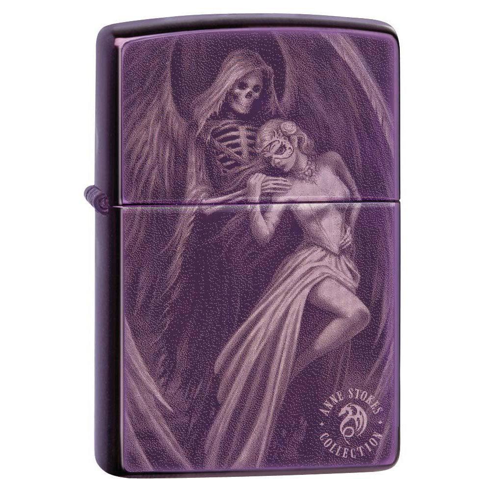 Zippo Lighter: Anne Stokes Skeleton Angel - High Polish Purple 81608