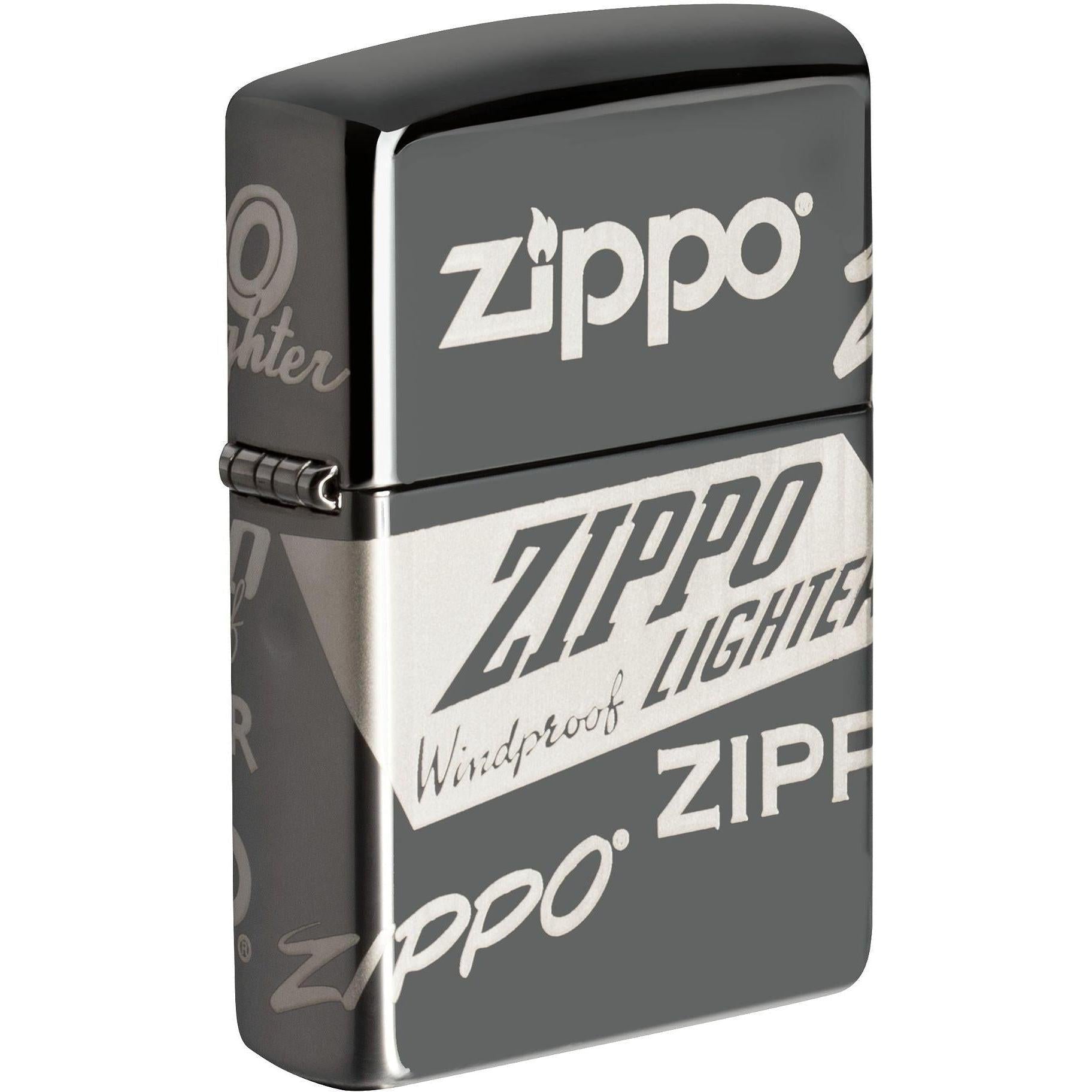Zippo Lighter: Logo Design, 360 Laser - Black Ice 81616