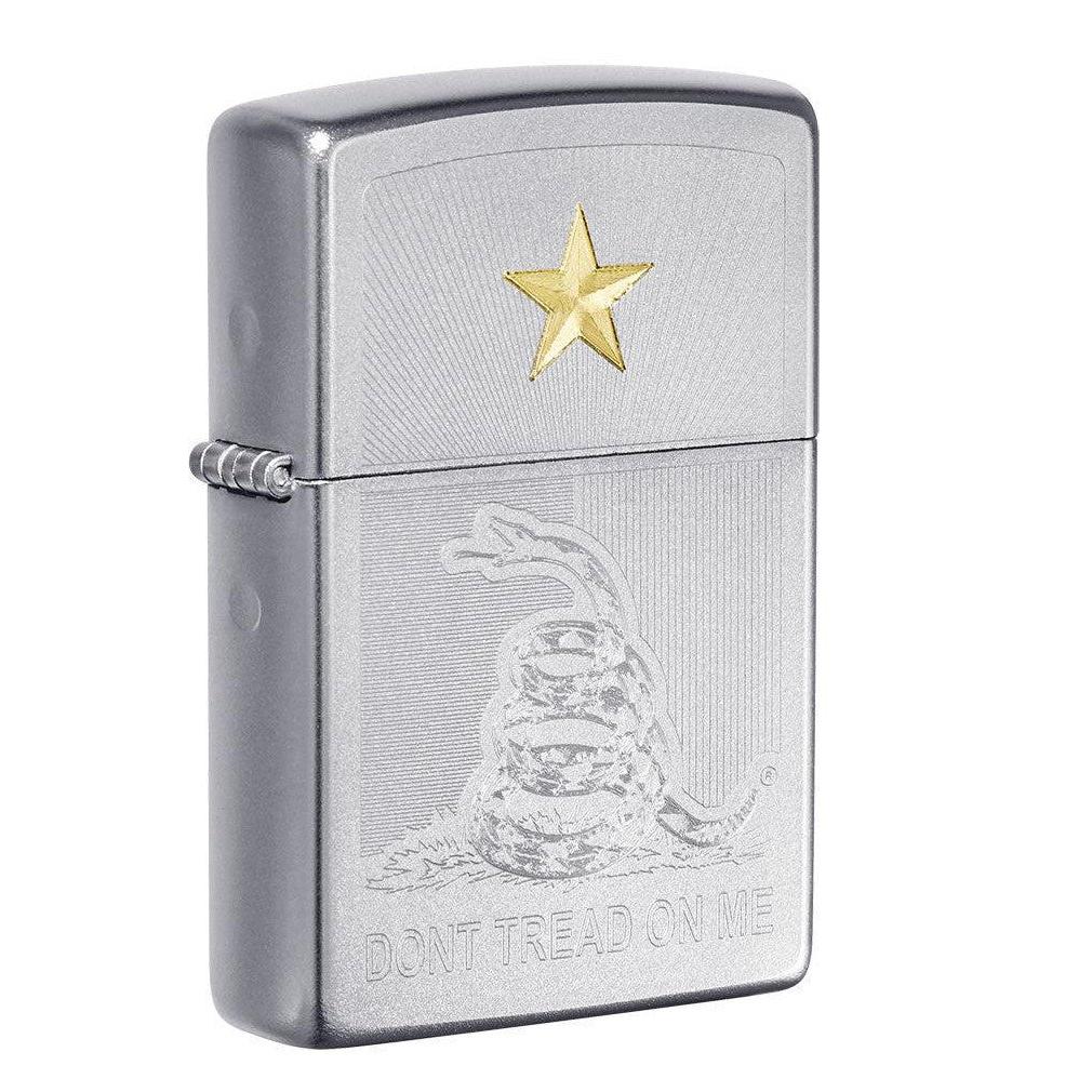 Zippo Lighter: Don't Tread On Me, Engraved - Satin Chrome 81623