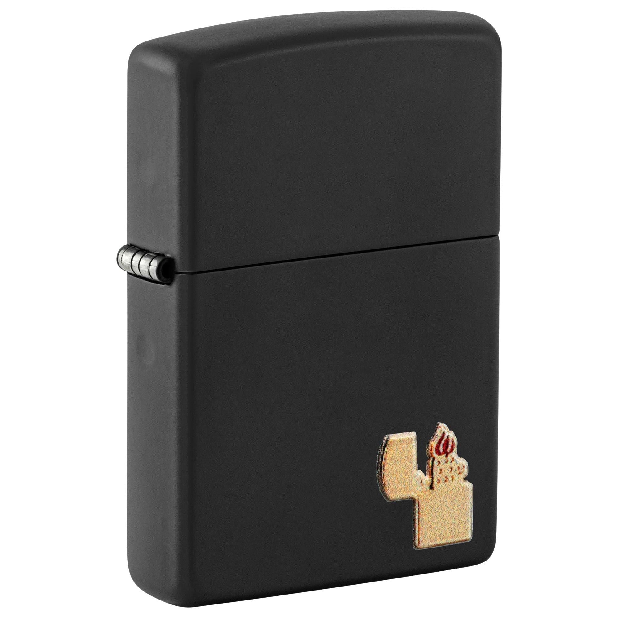 Zippo Lighter: Raised Lighter Emblem - Black Matte 81650