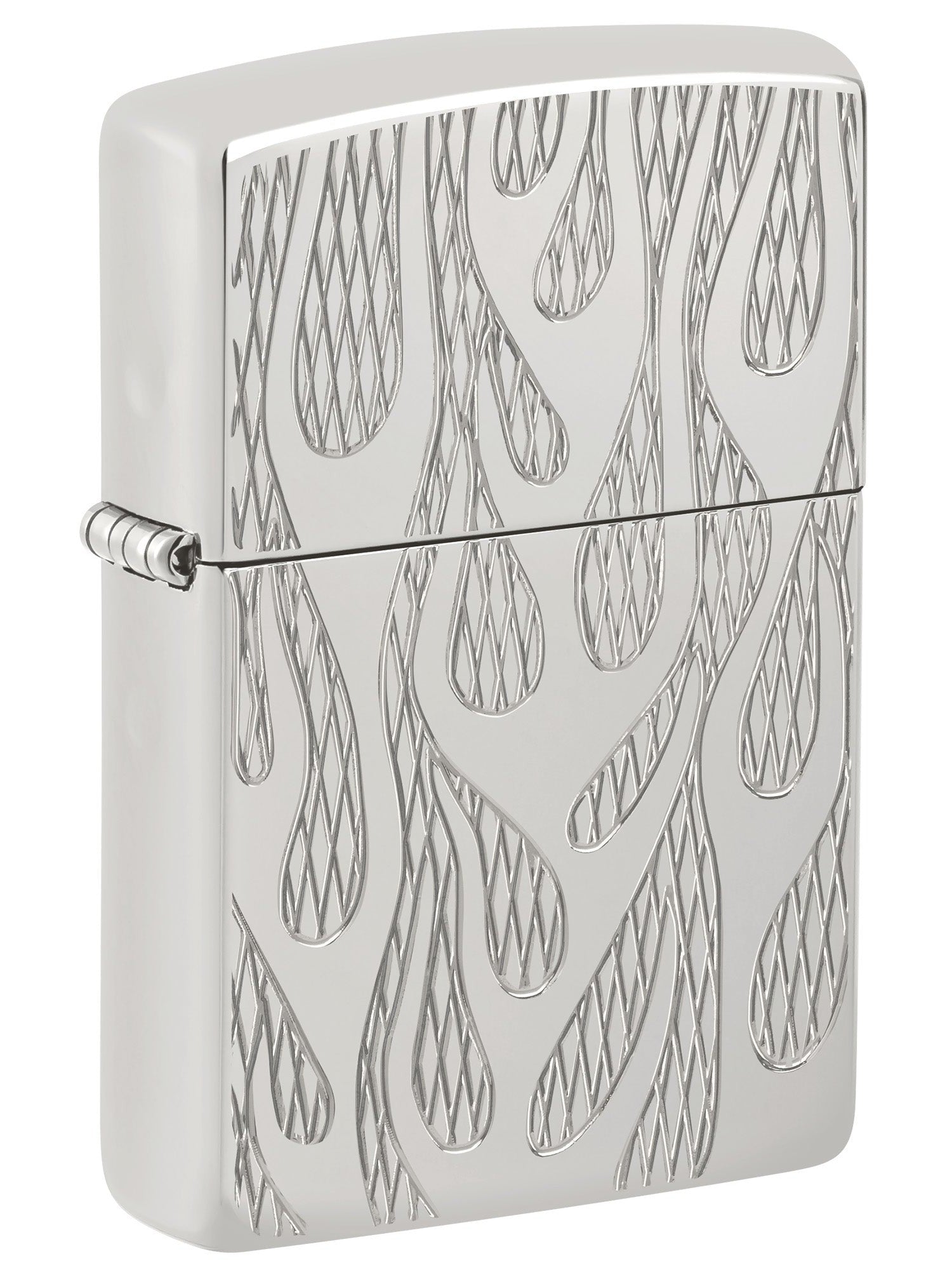 Zippo Armor Sterling Silver Lighter: Deep Carved Flames - High Polish 81662