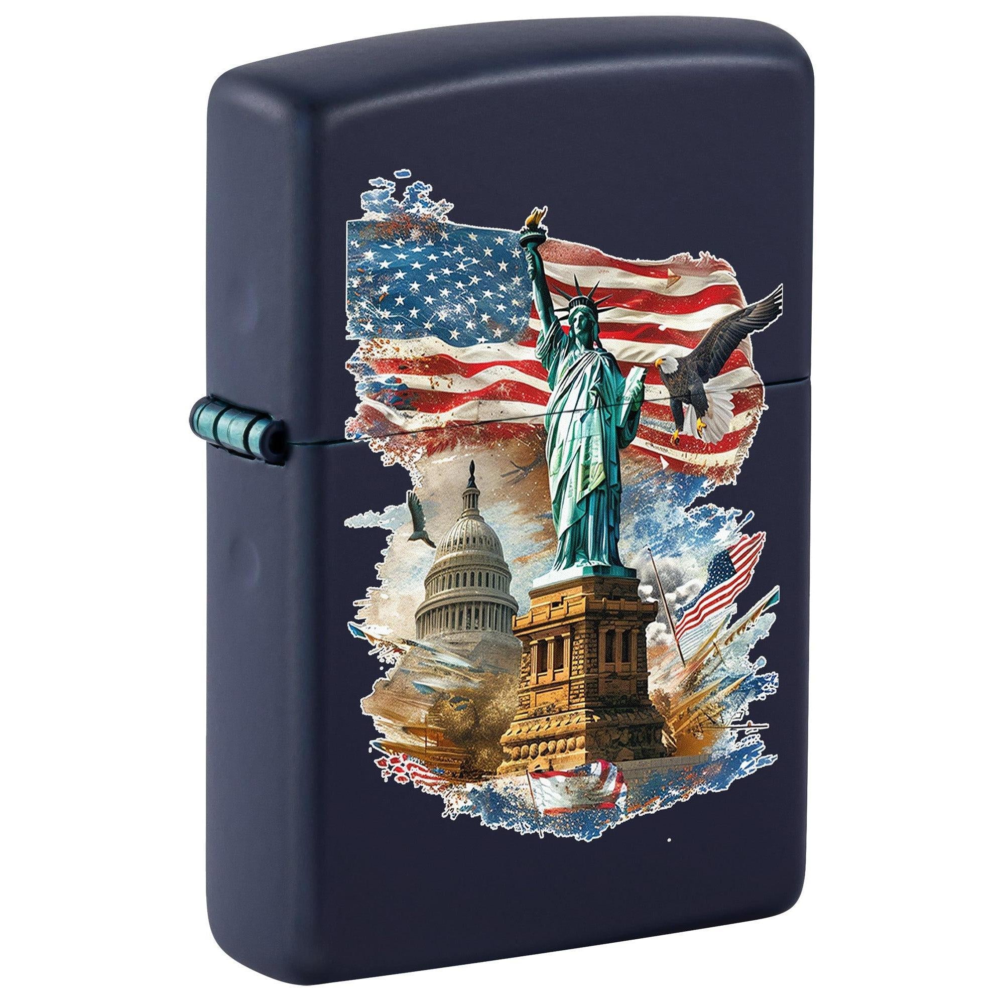 Zippo Lighter: Patriotic American Symbols - Navy Matte 81686