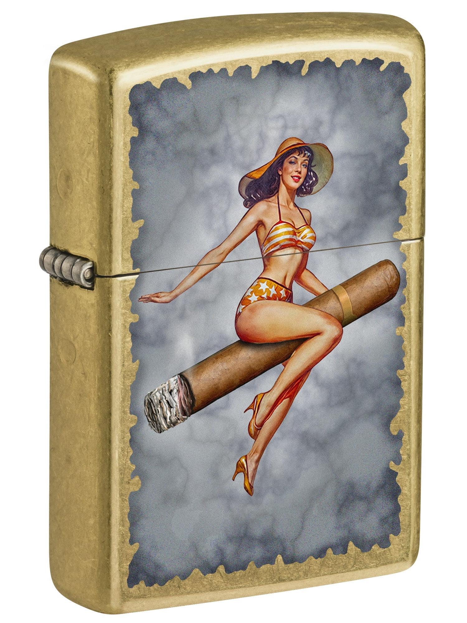 Zippo Lighter: Pin-up Girl on Cigar - Street Brass 81692