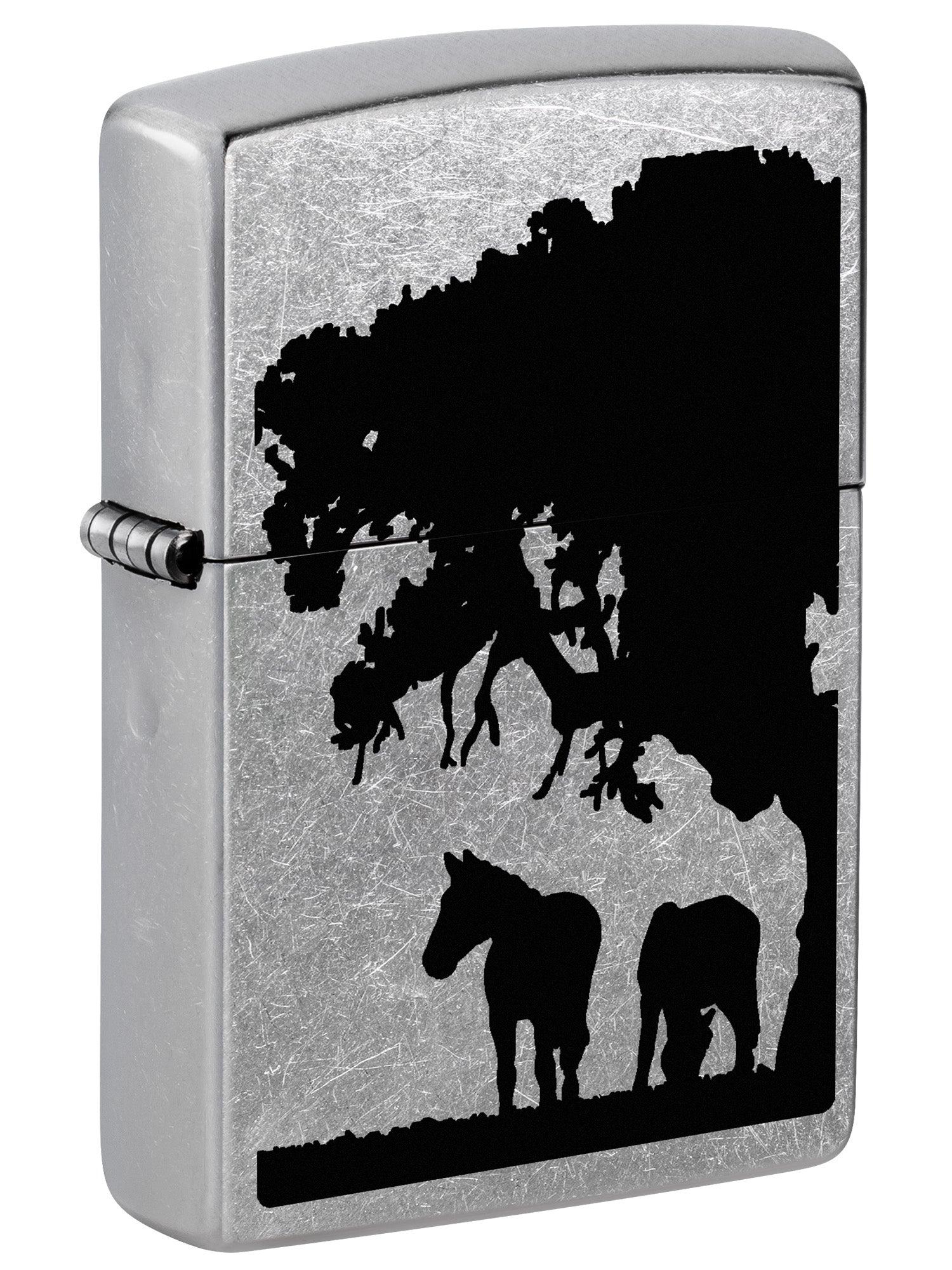 Zippo Lighter: Horses Under Tree - Street Chrome 81700