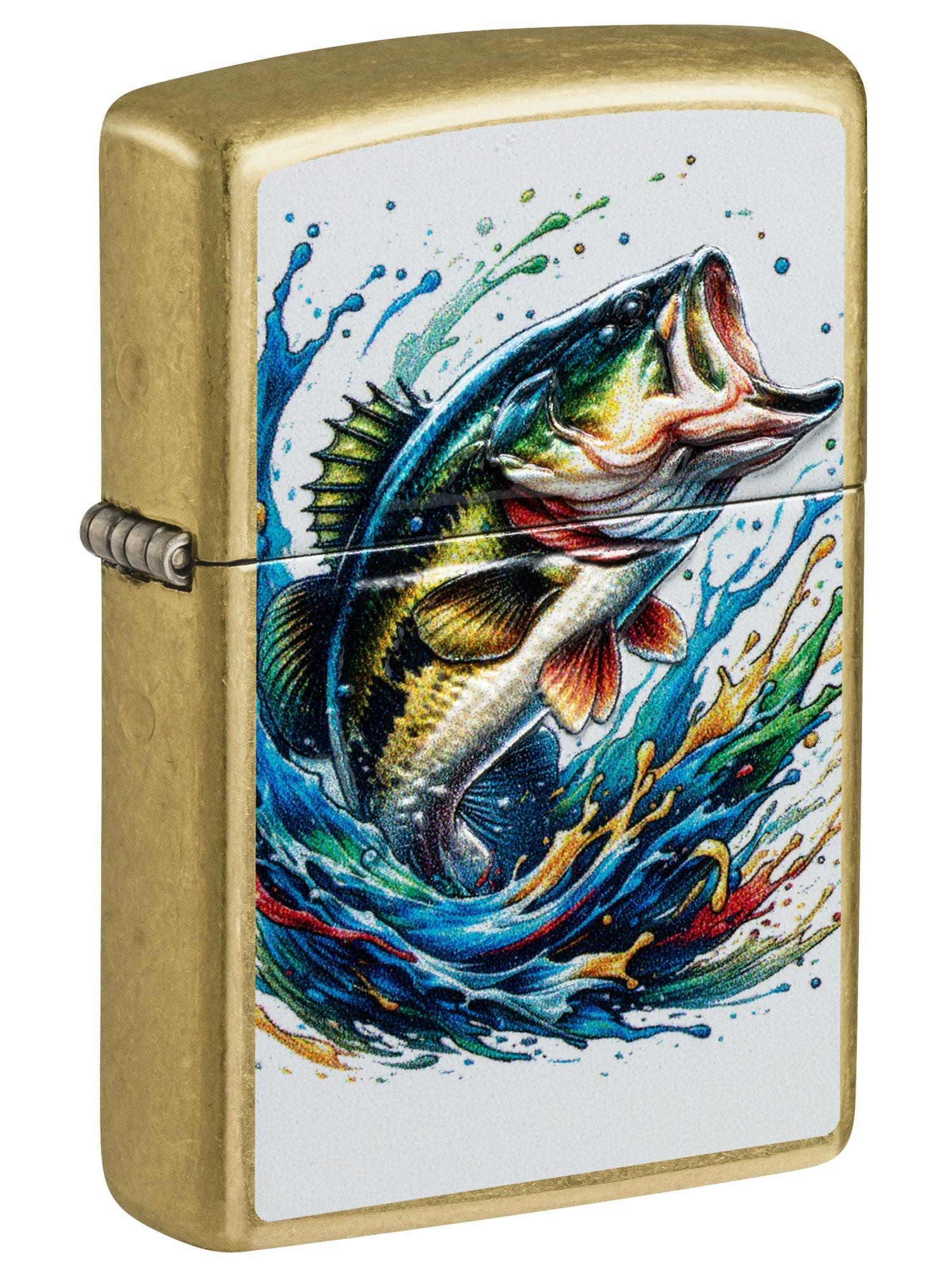 Zippo Lighter: Colorful Bass Fish, Texture - Street Brass 81701
