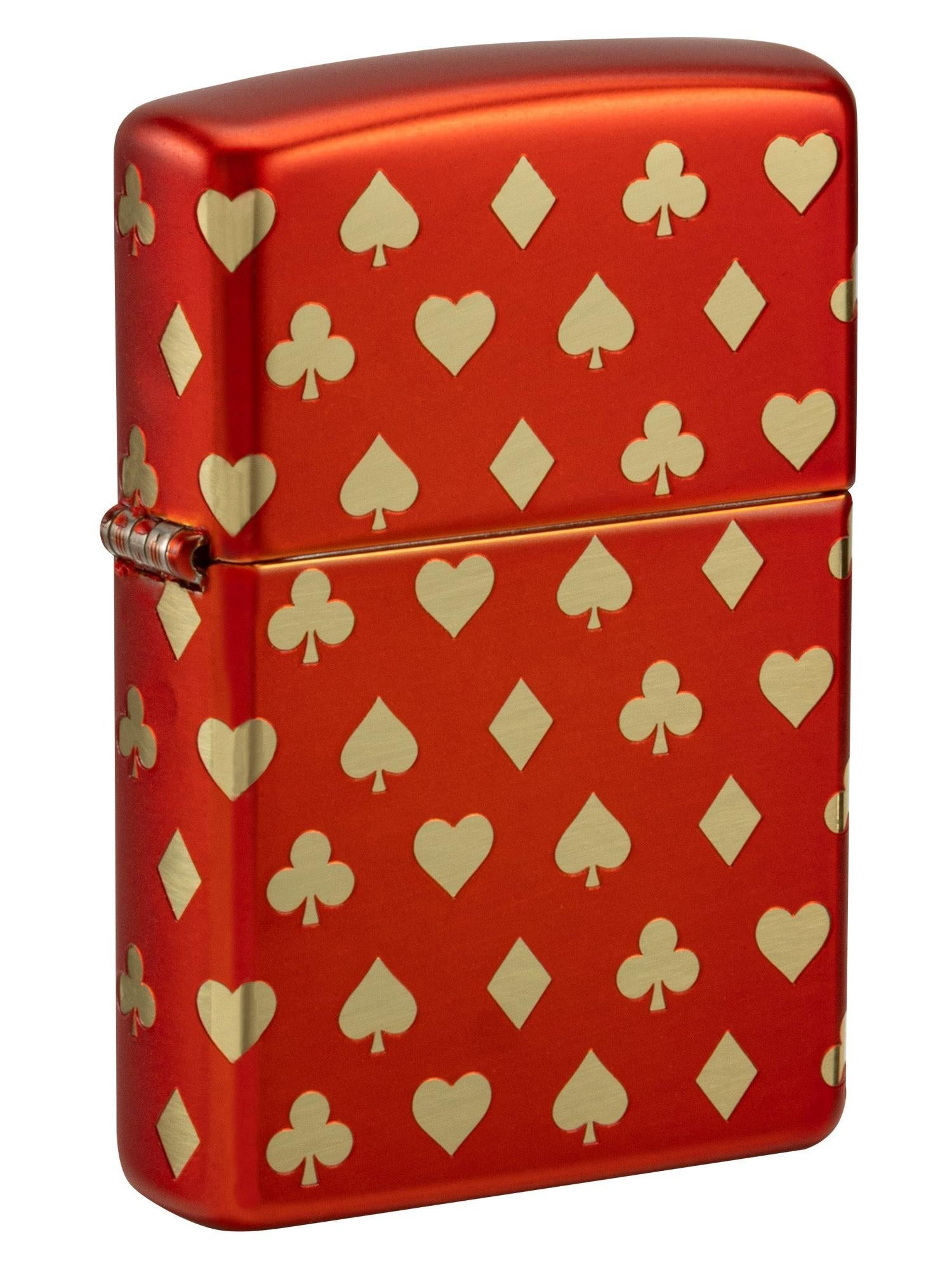 Zippo Lighter: Card Suits, 360 Laser Engraved - Metallic Red 81708