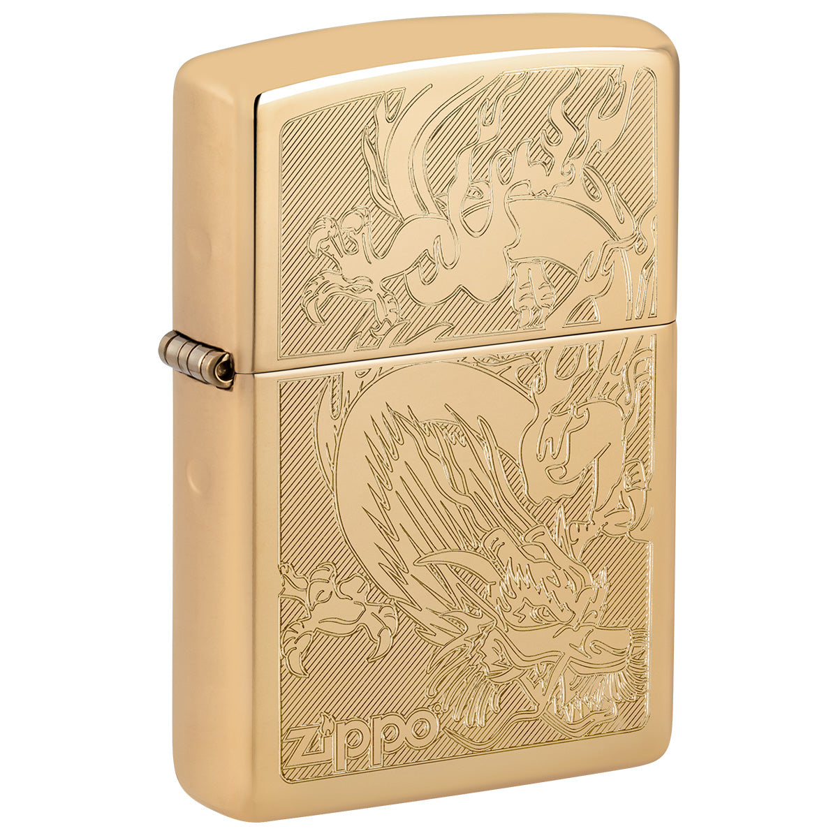 Zippo Lighter: Dragon, Engraved - High Polish Brass 81715