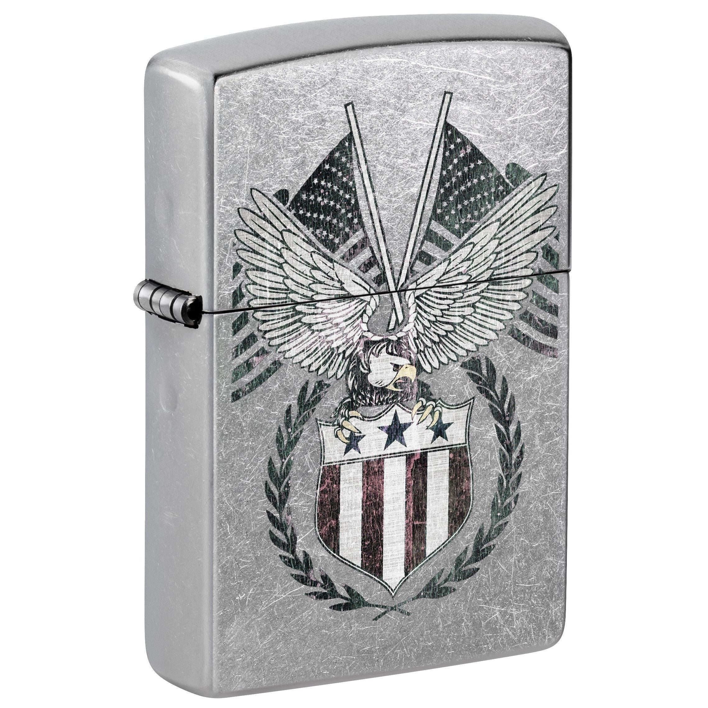 Zippo Lighter: United States Bald Eagle Crest - Street Chrome 81730