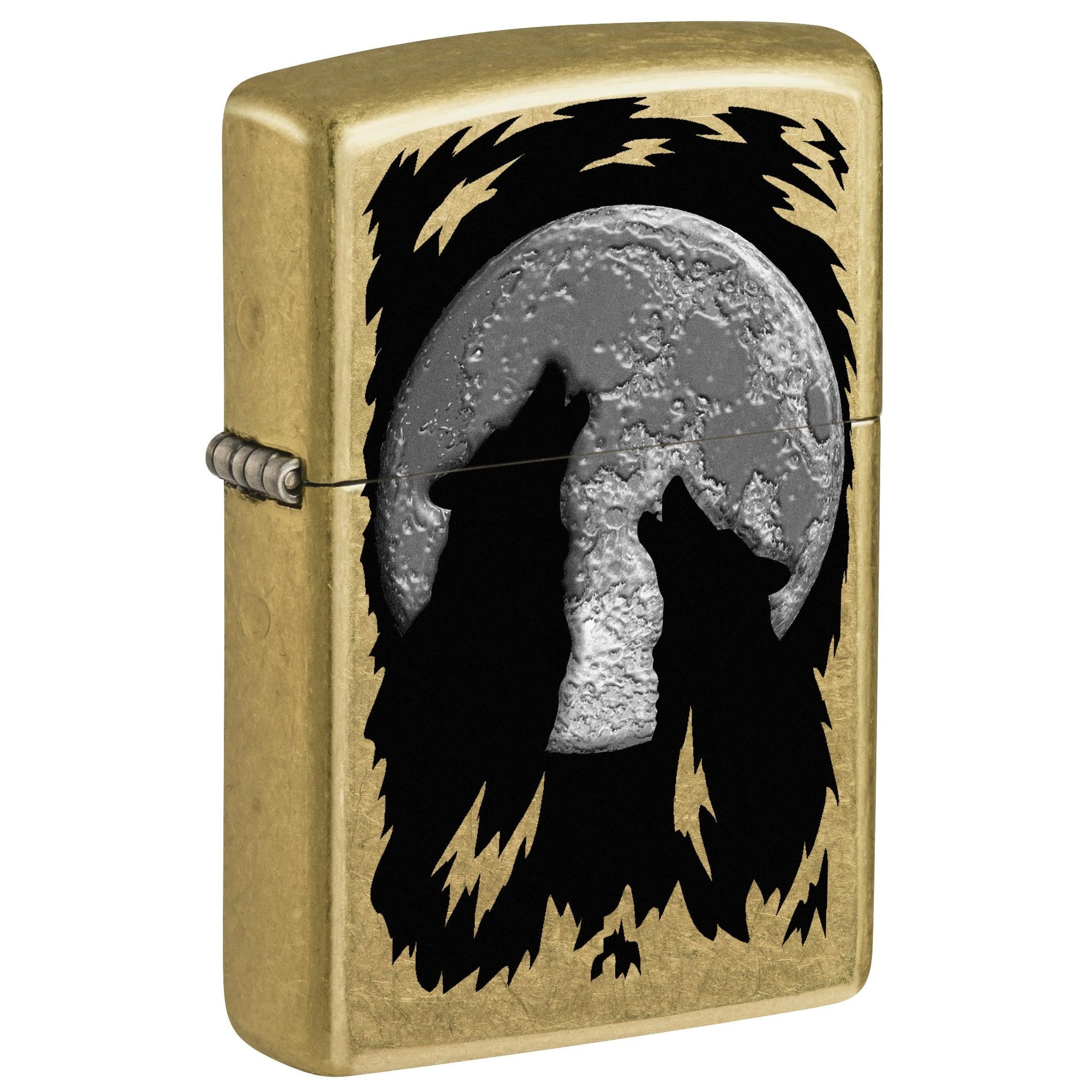 Zippo Lighter: Wolves Howling at the Moon - Street Brass 81739