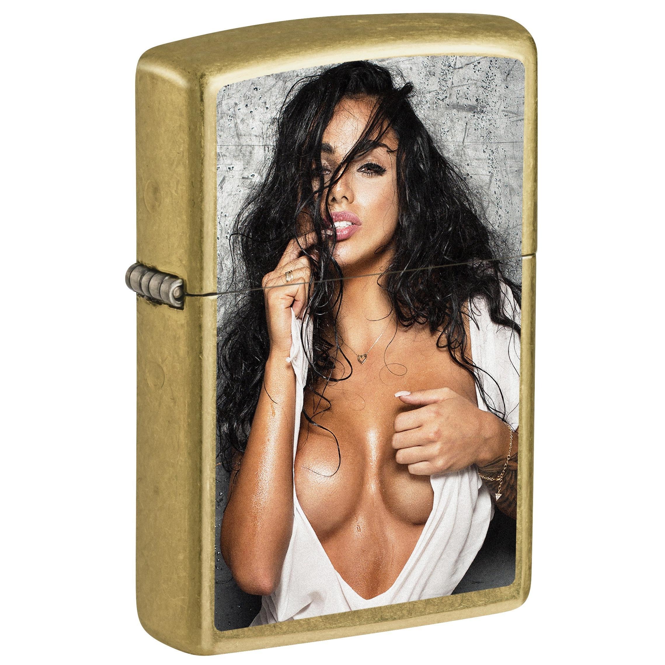 Zippo Lighter: Sexy Brunette Girl - Street Brass 81746