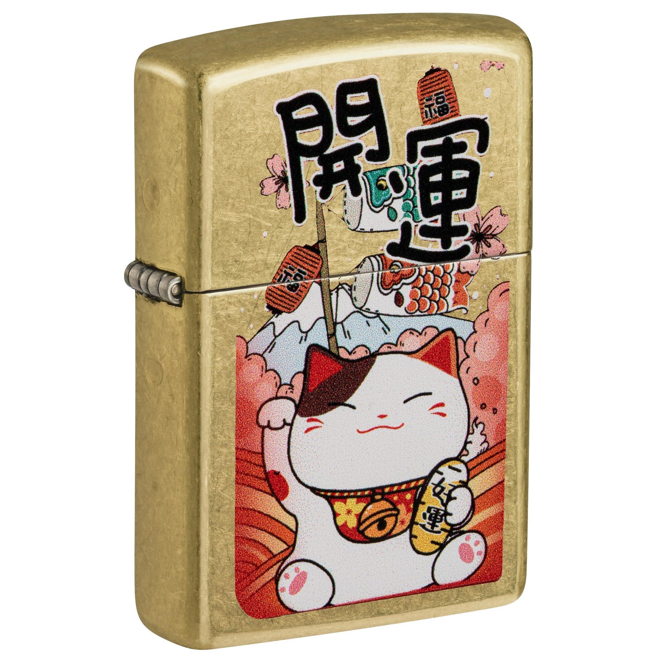 Zippo Lighter: Lucky Cat - Street Brass 81754