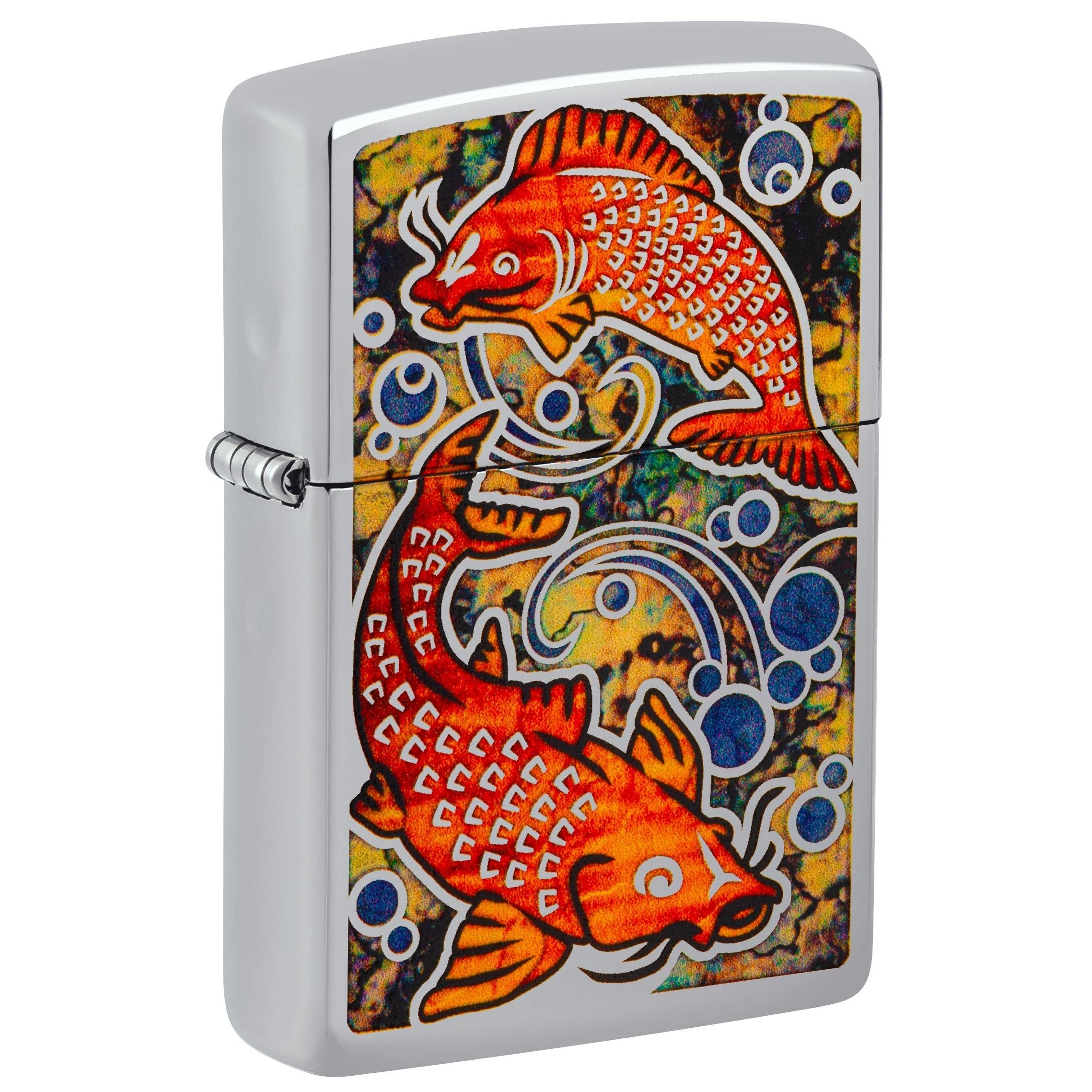 Zippo Lighter: Koi Fish, Fusion - High Polish Chrome 81765