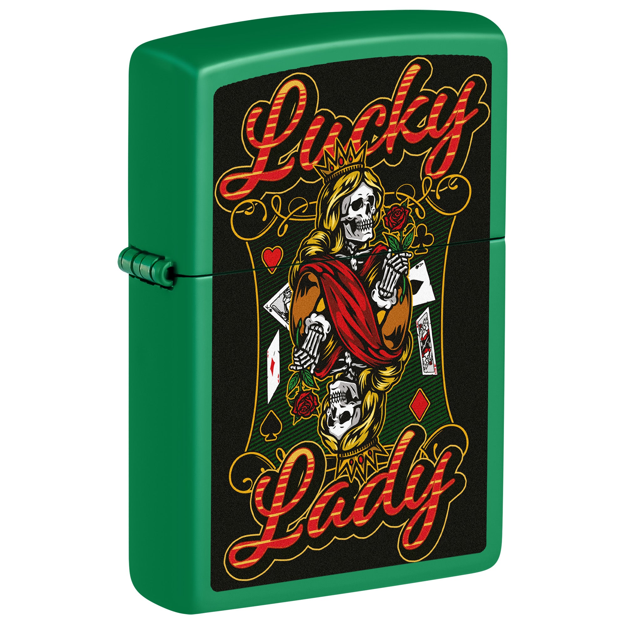 Zippo Lighter: Lucky Lady, Skeleton - Grass Green Matte 81772