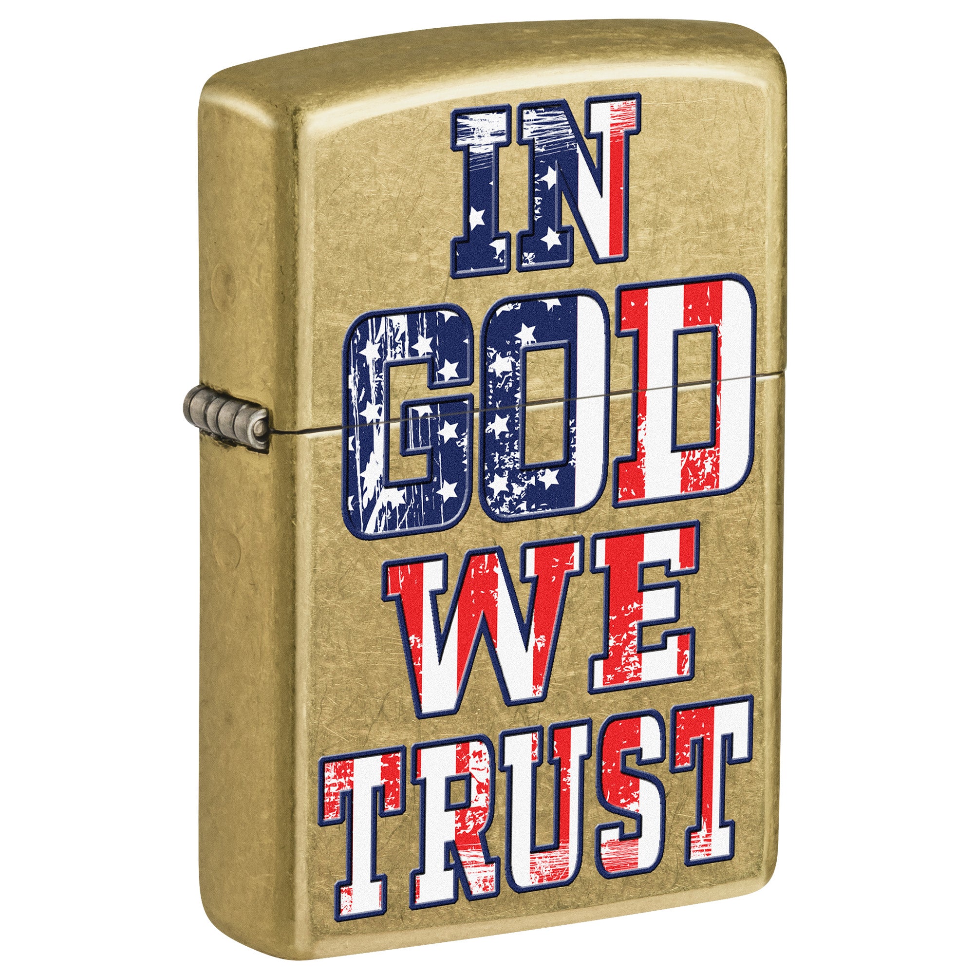 Zippo Lighter: In God We Trust, American Flag - Street Brass 81794