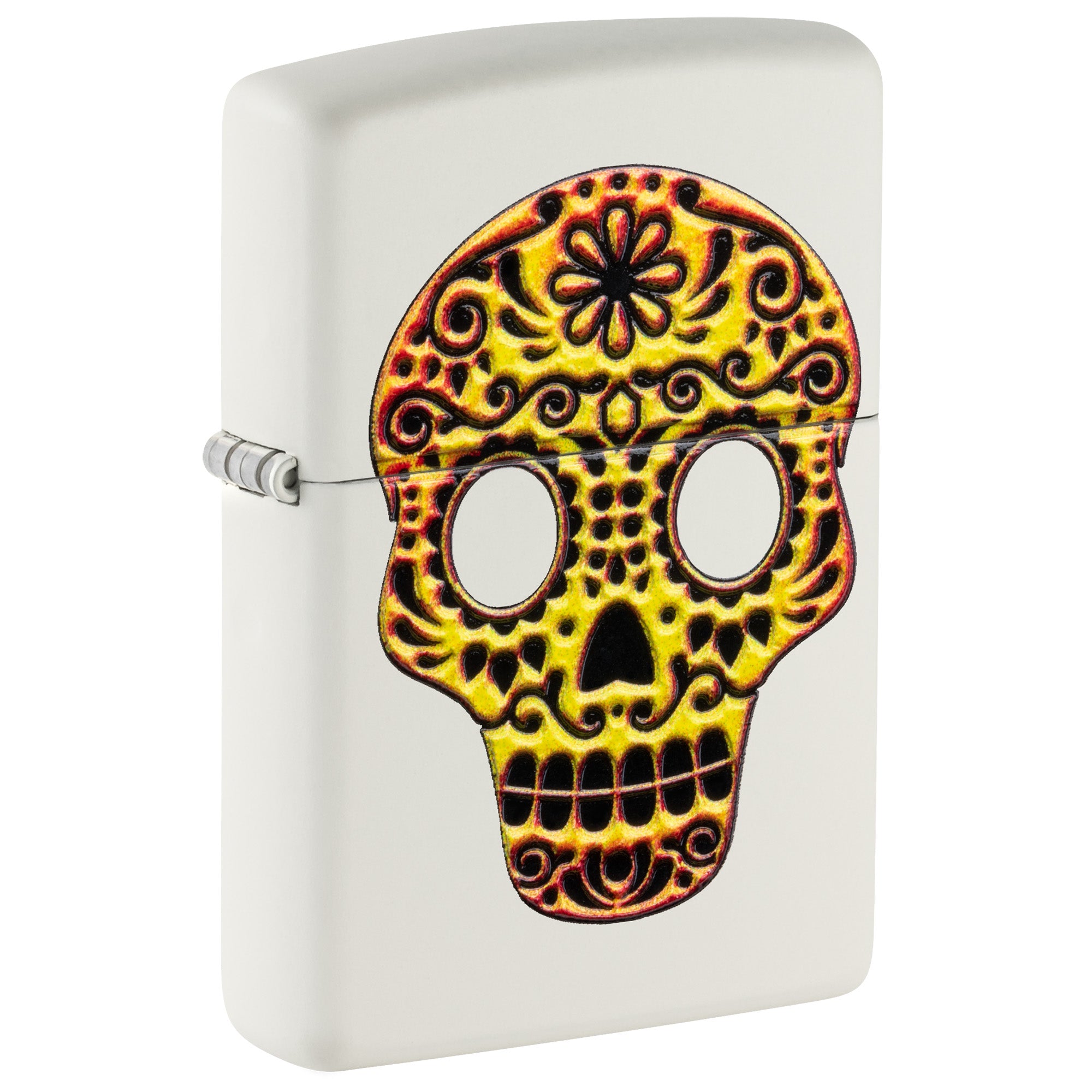 Zippo Lighter: Day of the Dead Skull - White Matte 81800