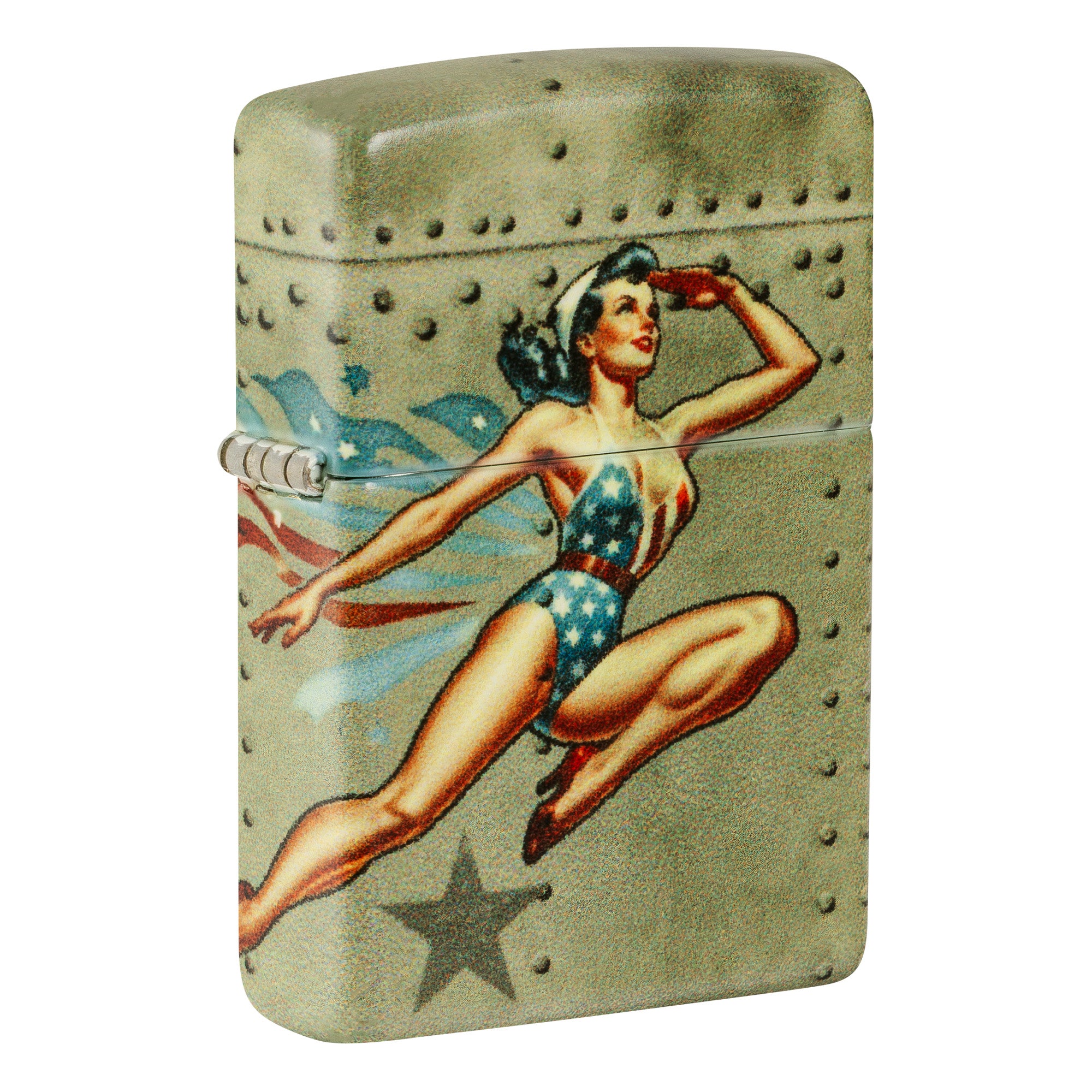 Zippo Lighter: Nose Art, All American Pin-up Girl - 540 Color 81811