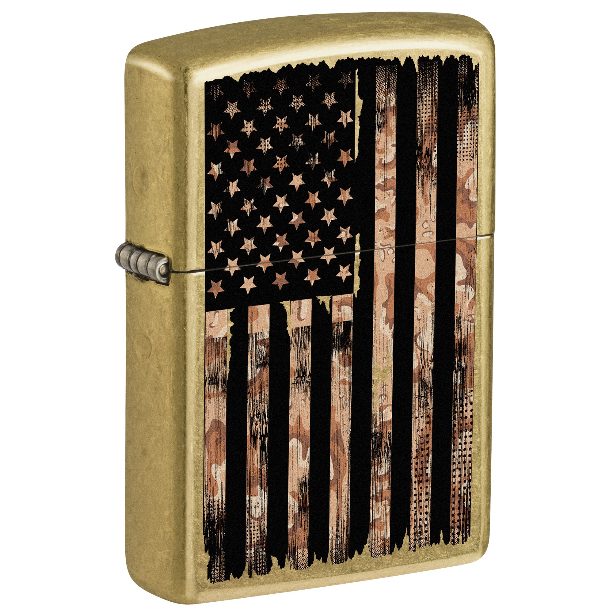 Zippo Lighter: American Flag in Camo - Street Brass 81815