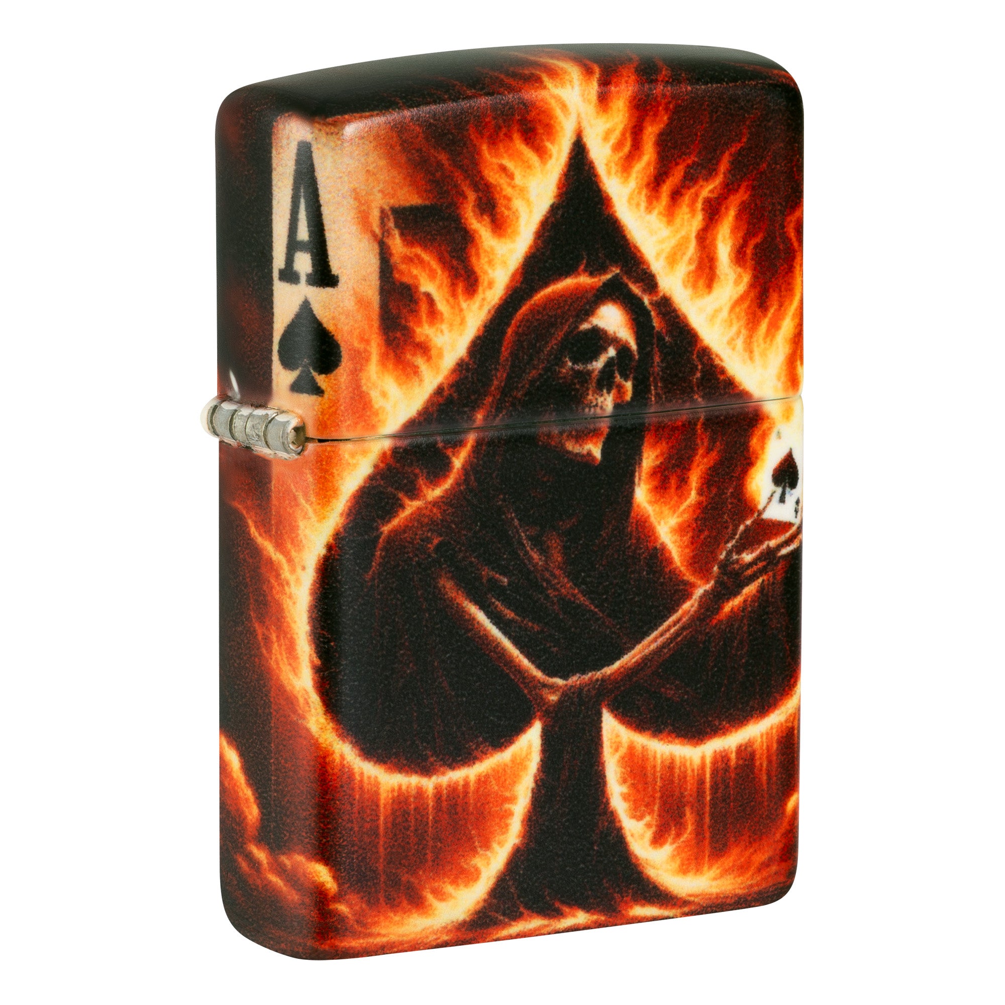 Zippo Lighter: Ace of Spades on Fire with Skull - 540 Color 81819