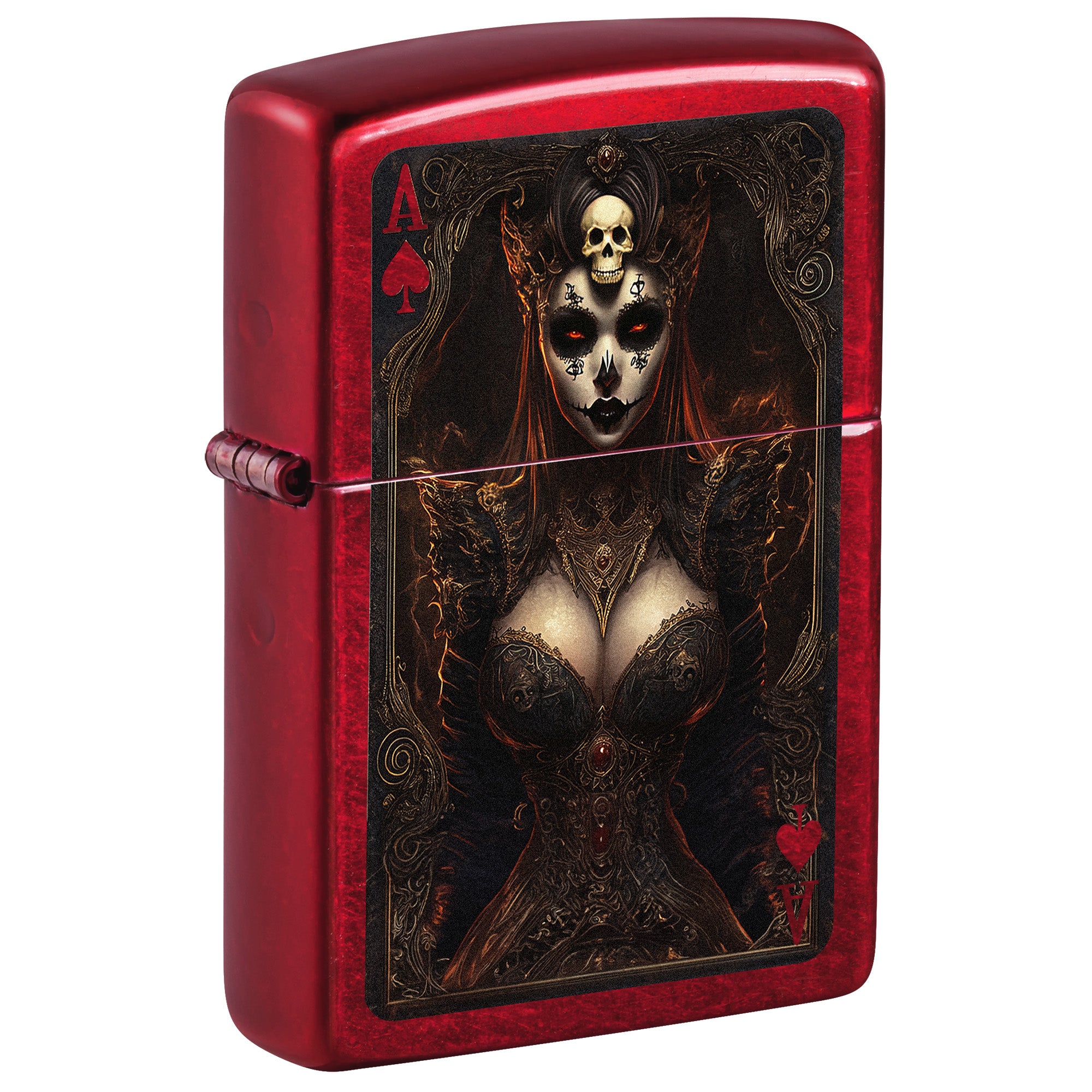 Zippo Lighter: Ghoulish Ace of Spades - Candy Apple Red 81820