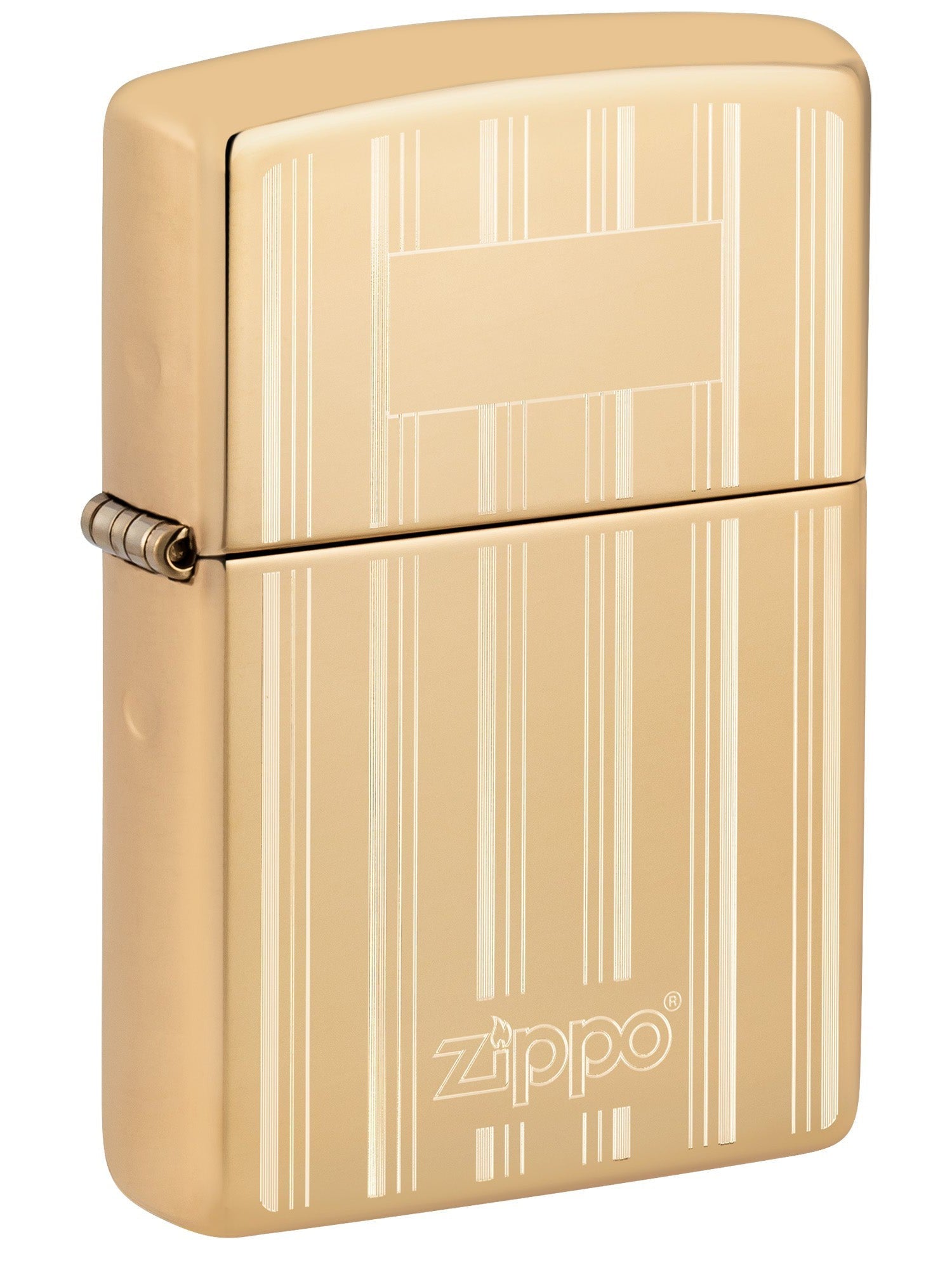 Zippo Lighter: Engraved Lines - High Polish Brass 46011
