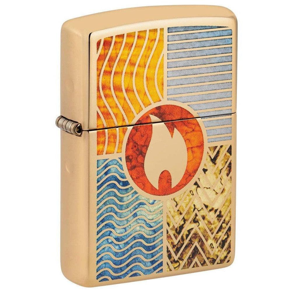 Zippo Lighter: Elements of Earth, Fusion - High Polish Brass 48729