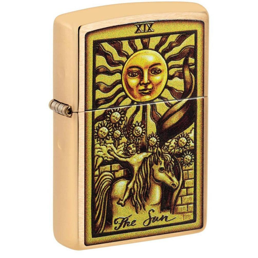 Zippo Lighter: Tarot Card XIX, The Sun - Brushed Brass 48758
