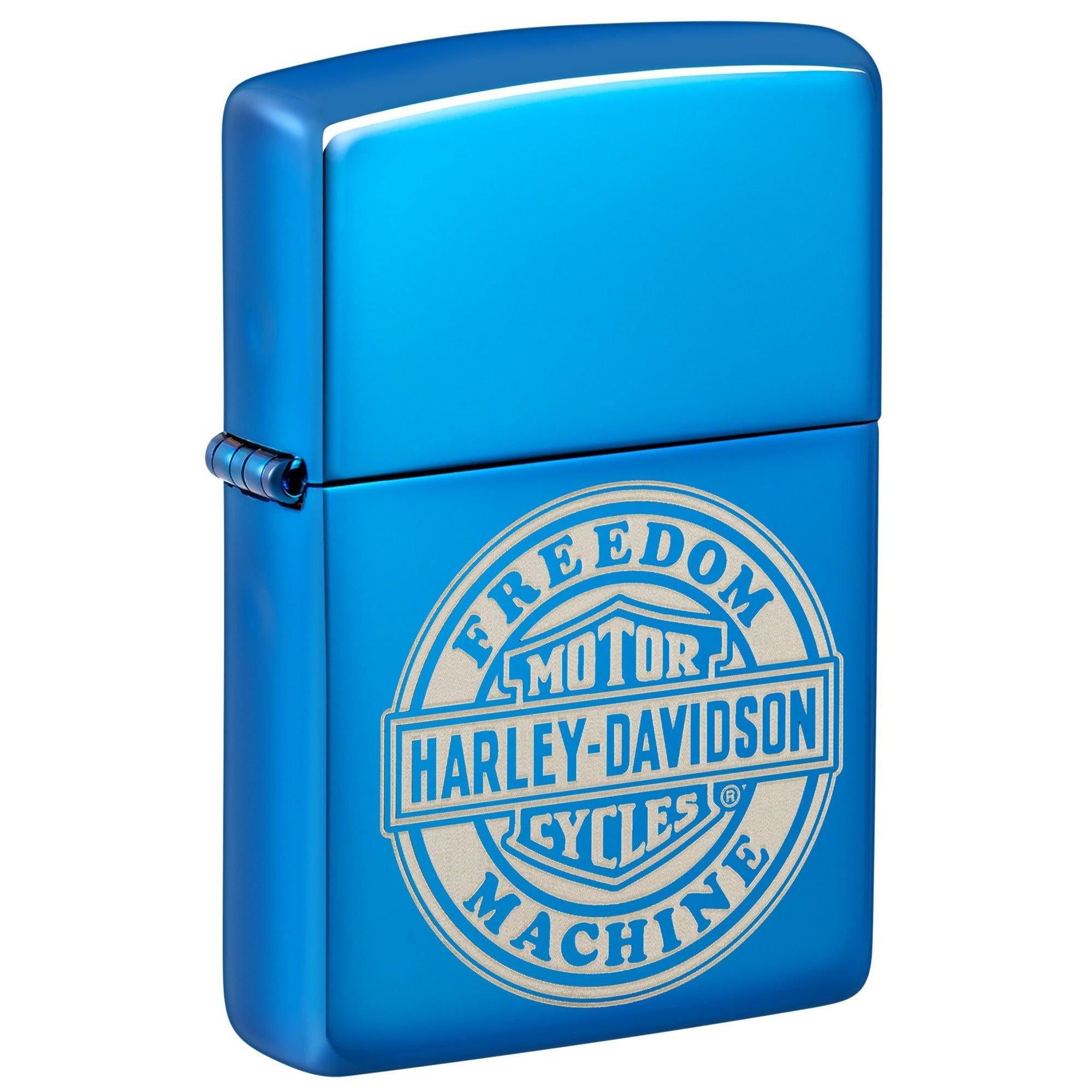 Zippo Lighter: Harley-Davidson Freedom Machine, Engraved - High Polish Blue 48798