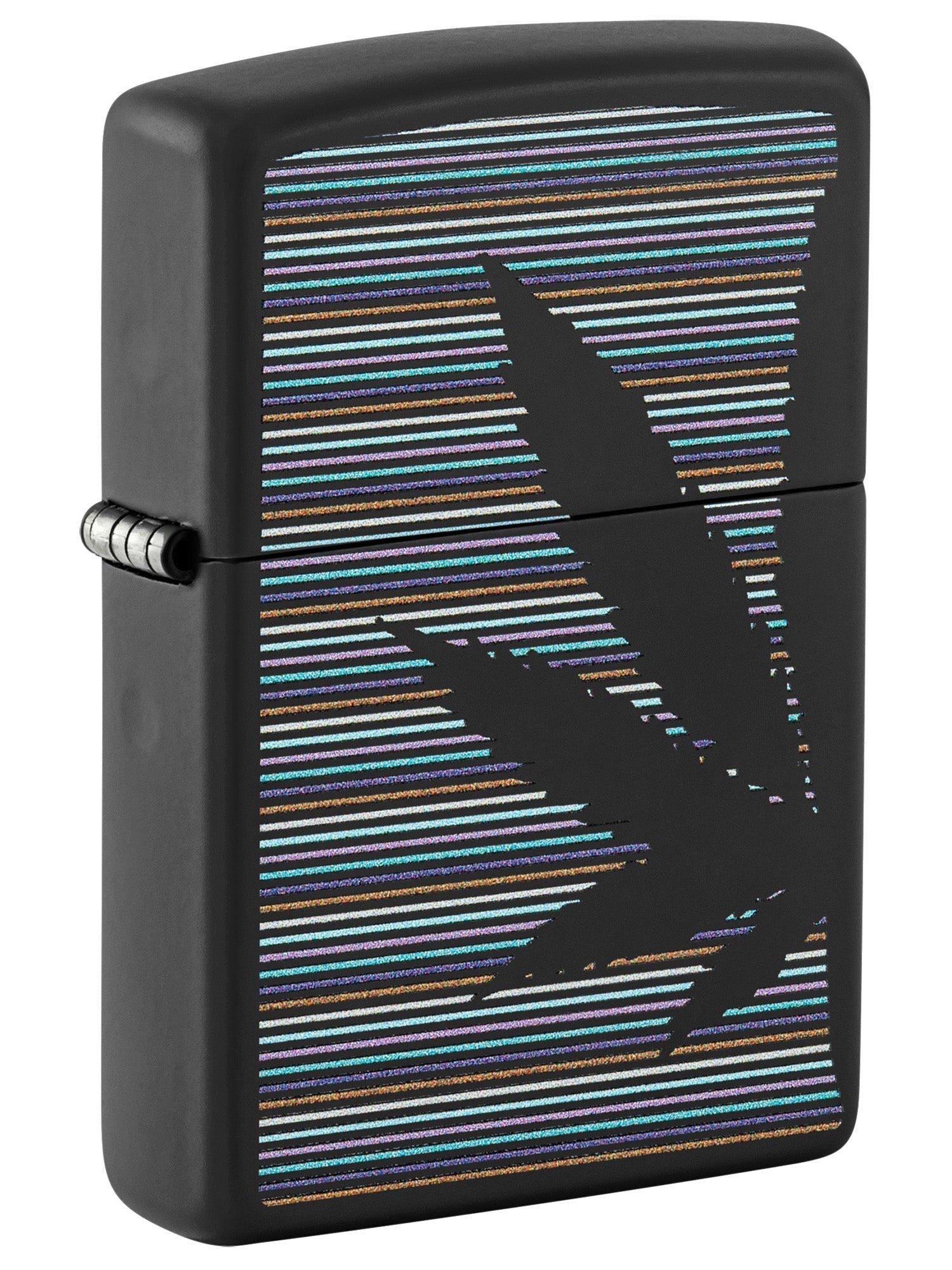 Zippo Lighter: Weed Leaf with Lines - Black Matte 48927