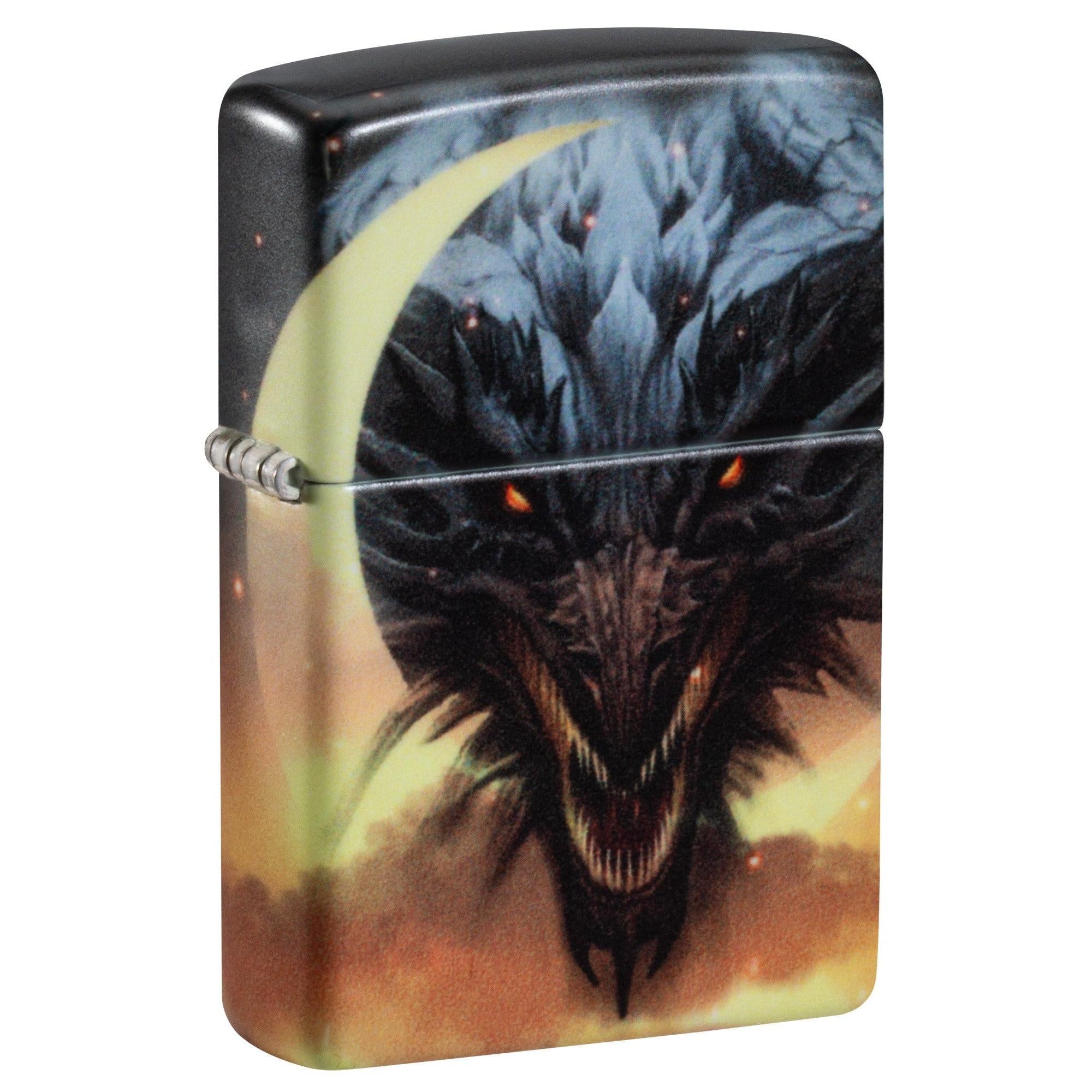 Zippo Lighter: Dragon with Moon - Glow-in-the-Dark Green 48934