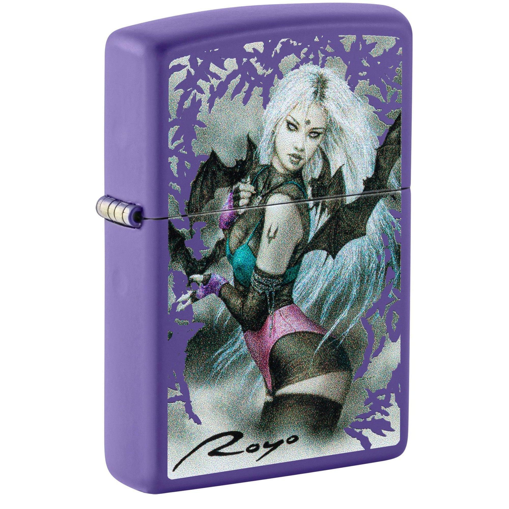 Zippo Lighter: Malefic Cover Art by Luis Royo - Purple Matte 48963
