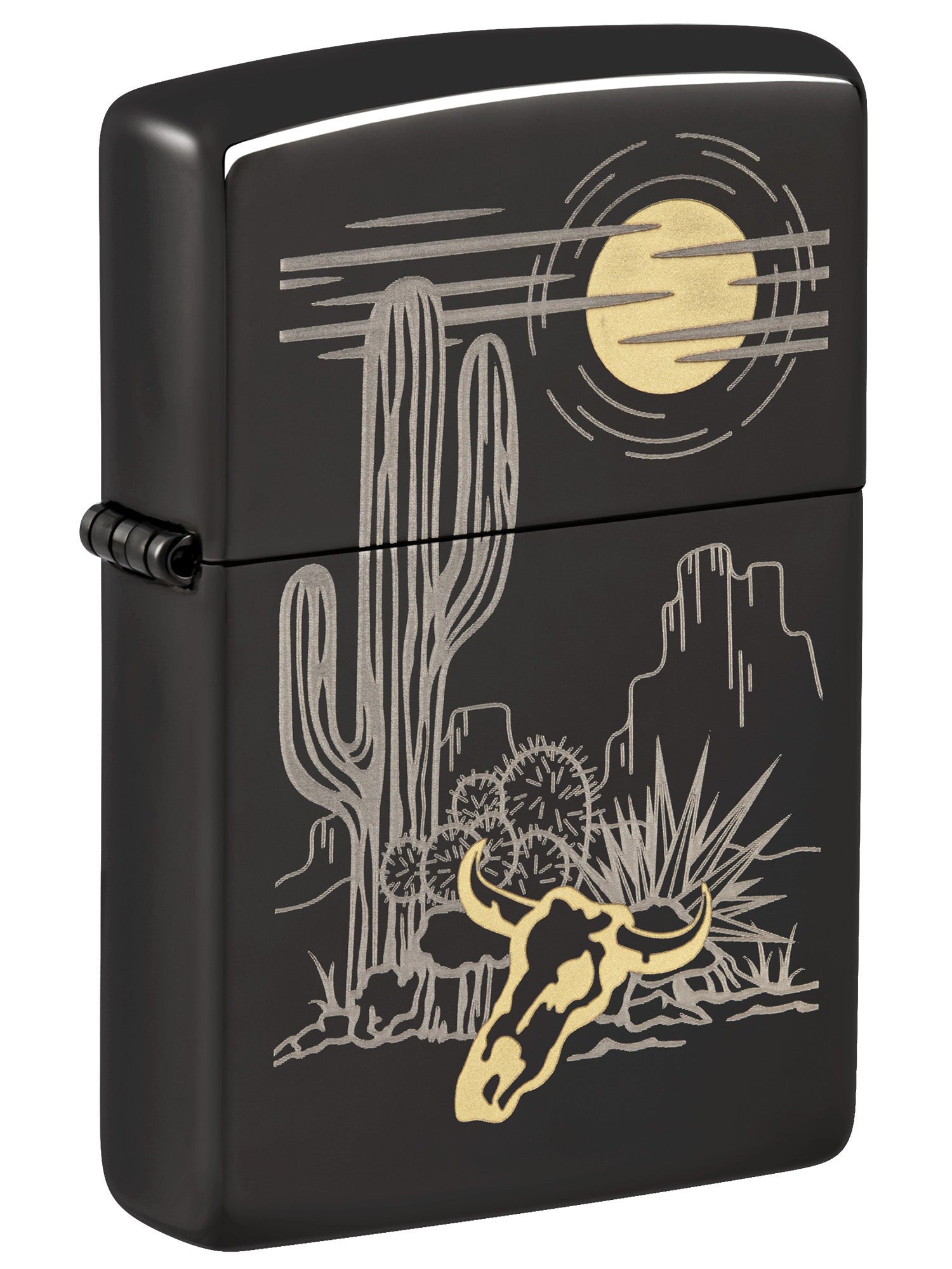 Zippo Lighter: Western Design, Engraved - High Polish Black 48968