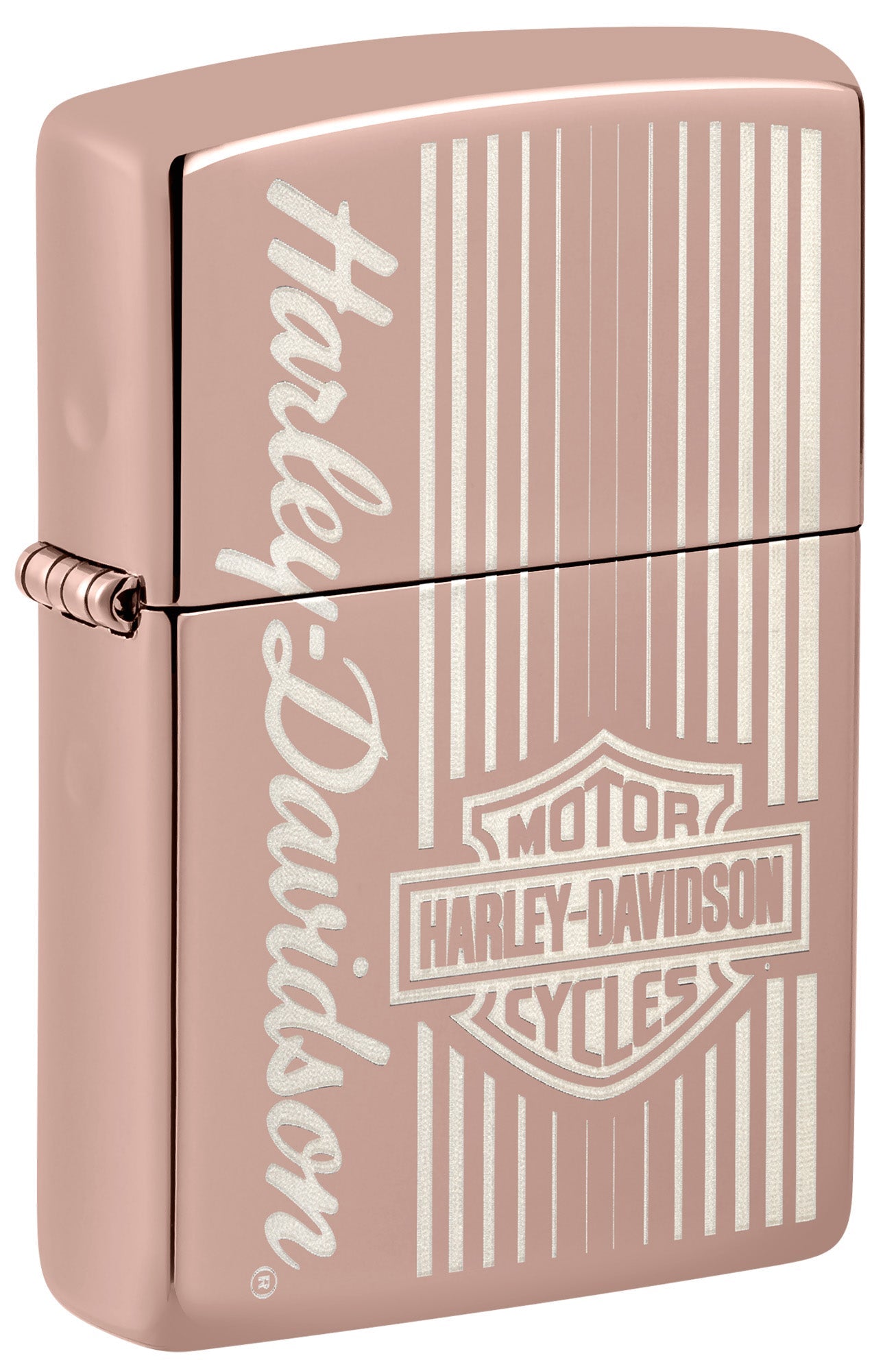 Zippo Lighter: Harley-Davidson Engraved Design - High Polish Rose Gold 48992