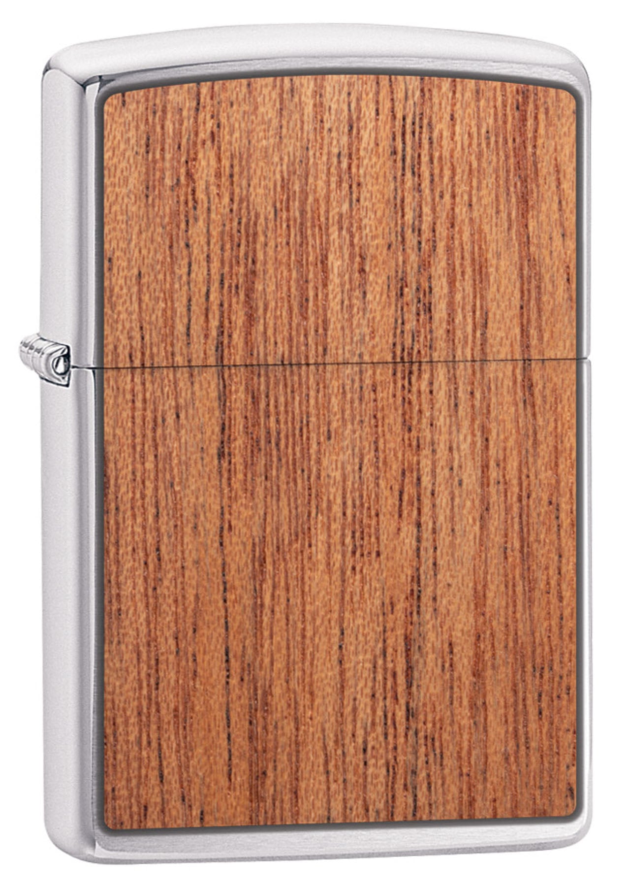 Zippo Lighter: Woodchuck Mahogany - Brushed Chrome 49038