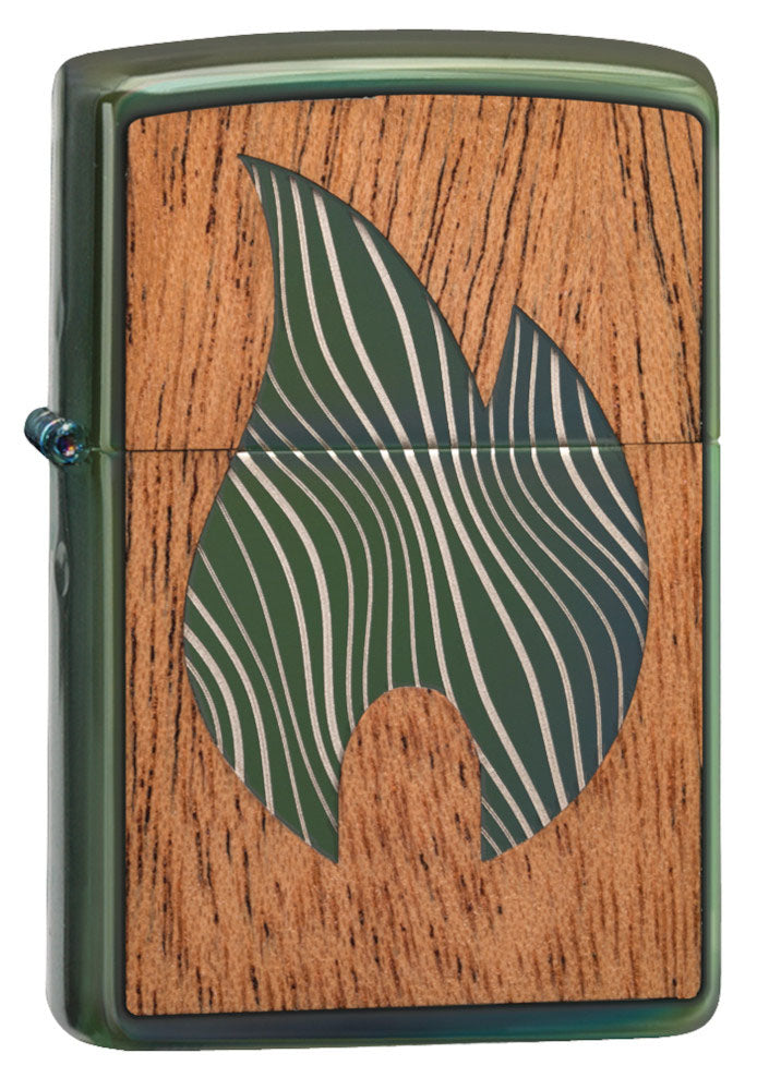Zippo Lighter: Woodchuck Zippo Flame - High Polish Green 49057