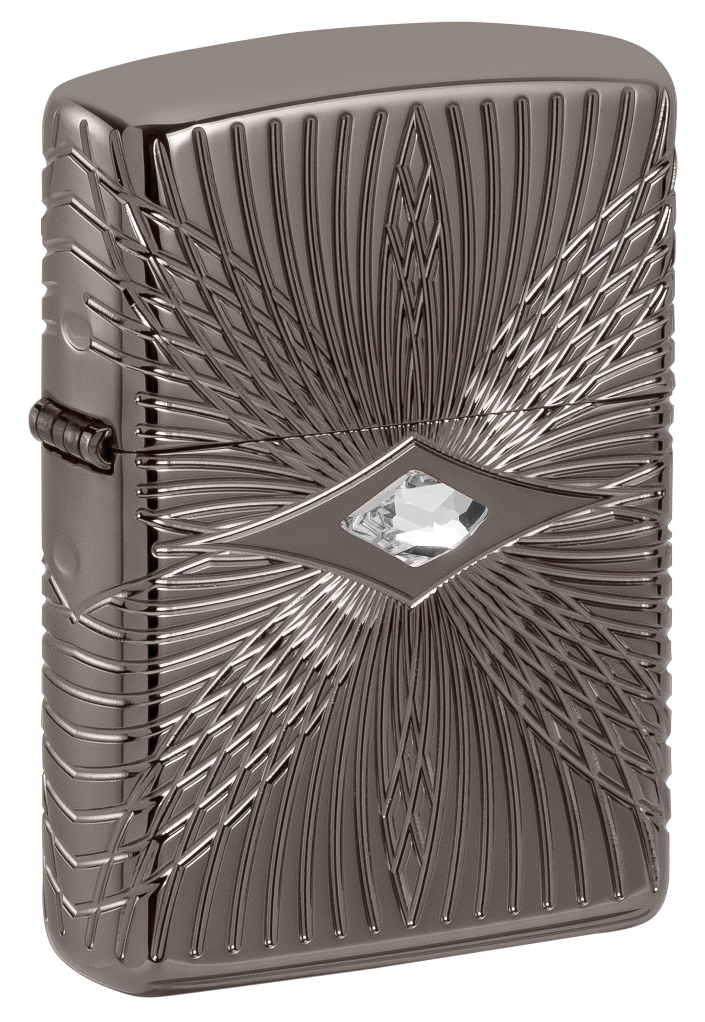 Zippo Lighter: Armor MultiCut Pattern Design with Crystal - Black Ice 49291
