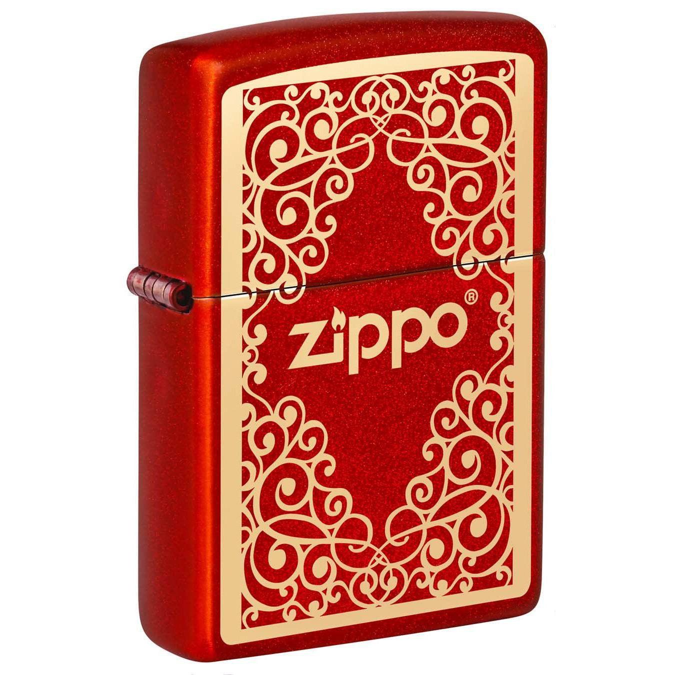 Zippo Lighter: Zippo Logo Pattern - Metallic Red 49940